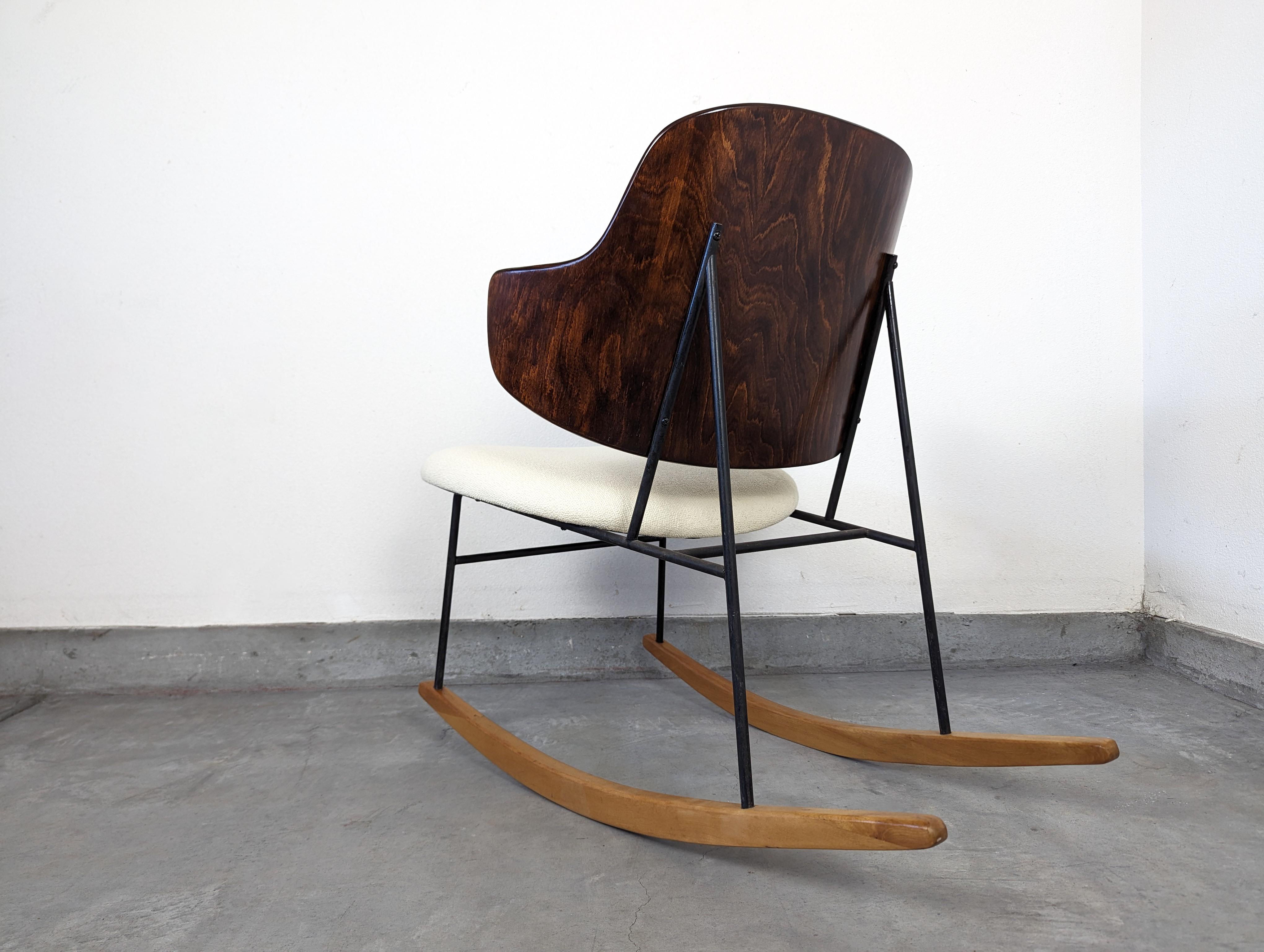 Beech  Mid Century Modern Penguin Rocking Chair by Ib Kofod-Larsen