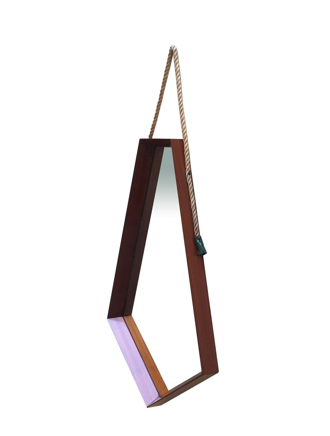 Mid-Century Modern Pentagonal Frame Mirror, 1960s In Good Condition In Naples, IT