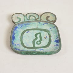 Mid-Century Modern Pepe Mendoza Dish, Patinated Brass & Malachite