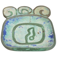 Vintage Mid-Century Modern Pepe Mendoza Dish, Patinated Brass & Malachite