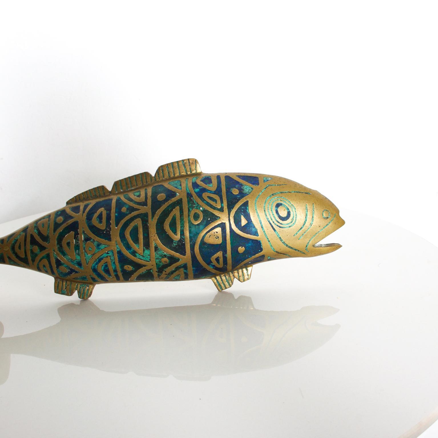 For Your Consideration: Pepe Mendoza Vintage Bronze, Malachite, Sculptured Fish Decorative Object Dimensions are: 16