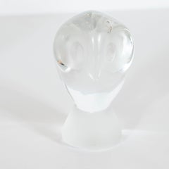Mid-Century Modern Perched Owl Glass Paperweight or Decorative Object