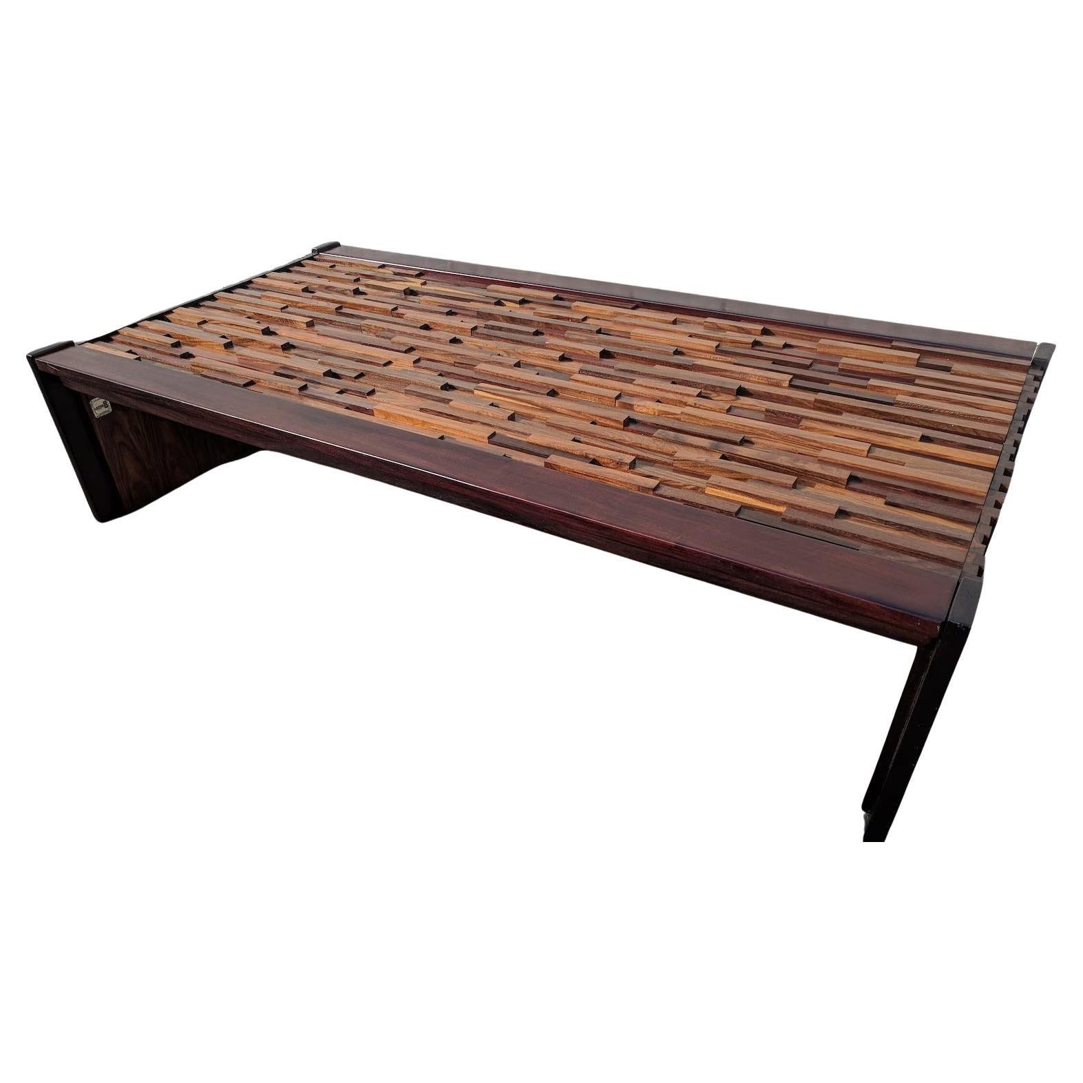 Mid Century Modern Percival Lafer Brutalist Rosewood Coffee Table For Sale
