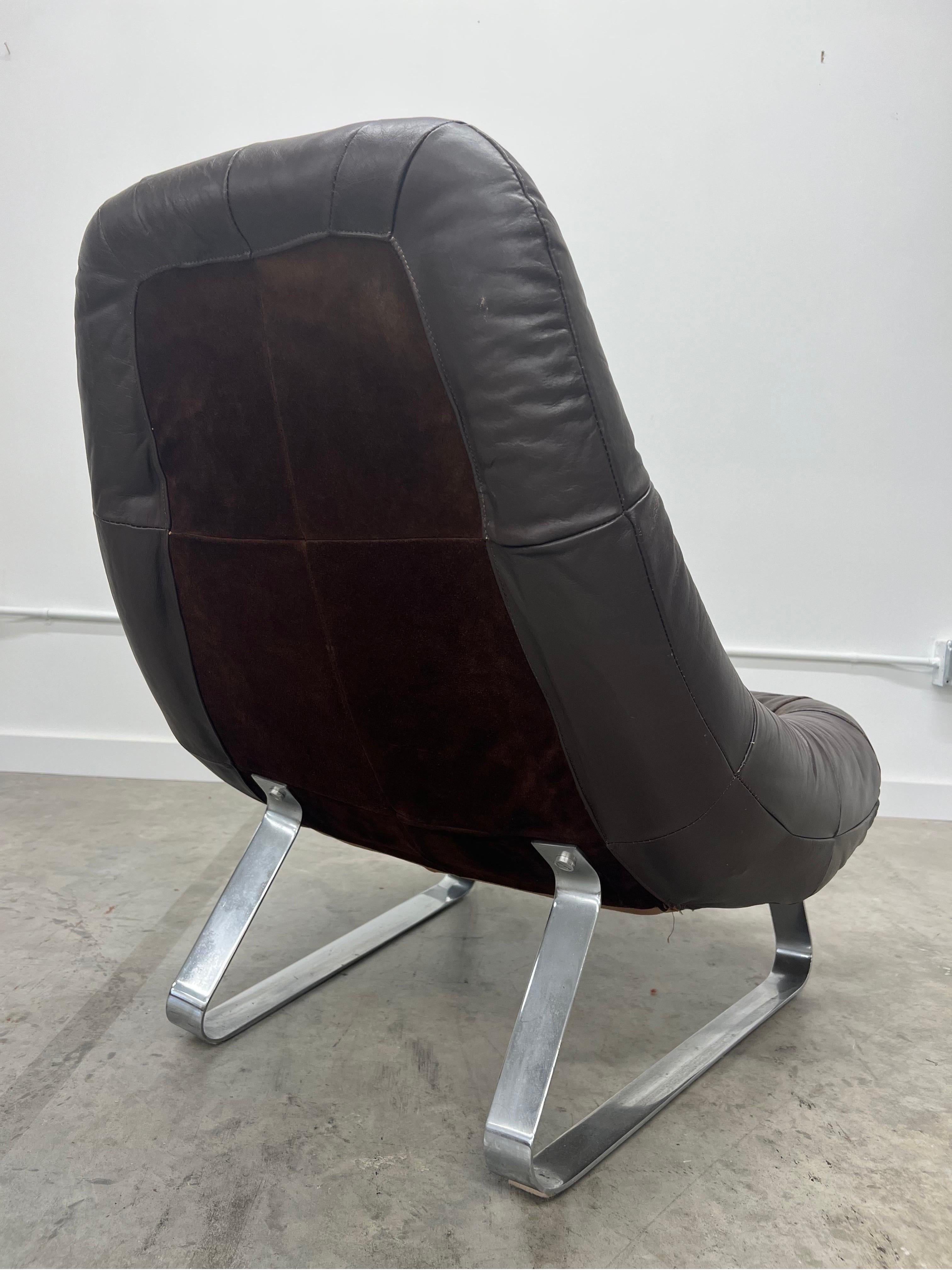 Leather Mid-Century Modern Percival Lafer ��“Earth Lounge” Chair