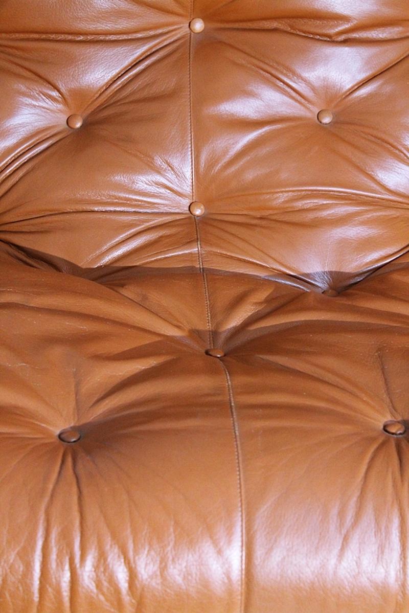 Mid-Century Modern Percival Lafer Style Tufted Leather Sofa, 1970s 2