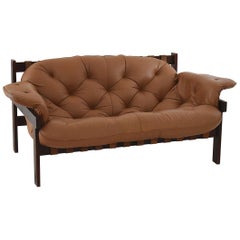 Mid-Century Modern Percival Lafer Style Tufted Leather Sofa, 1970s