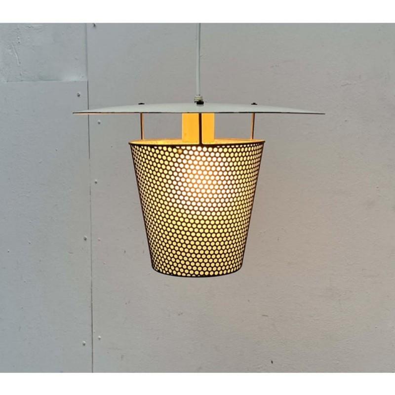 Lampe pendante en métal perforé moderne du milieu du siècle, années 1950 en vente 8