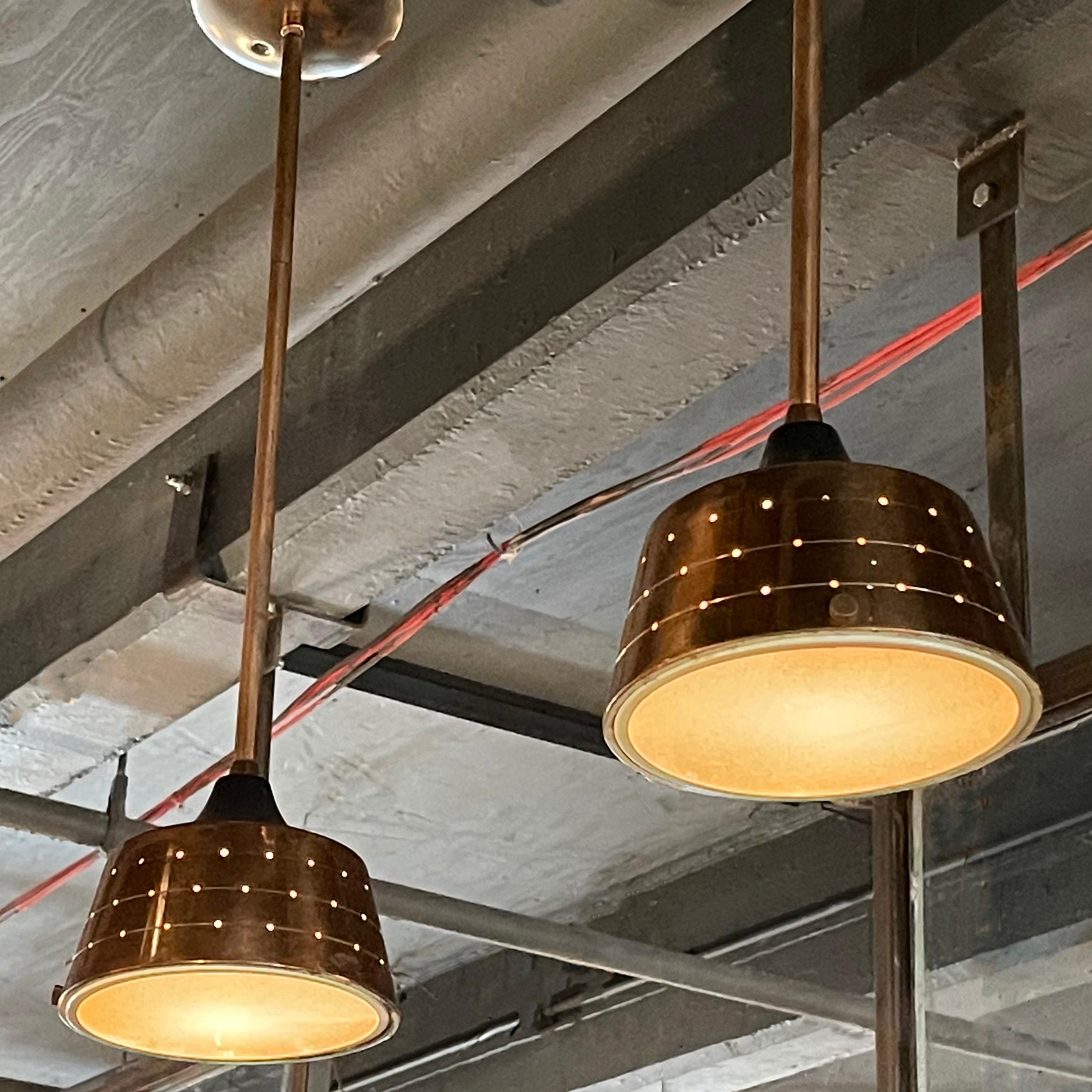 Mid-Century Modern Perforated Spun Aluminum Pendant Lights by Lightolier 3