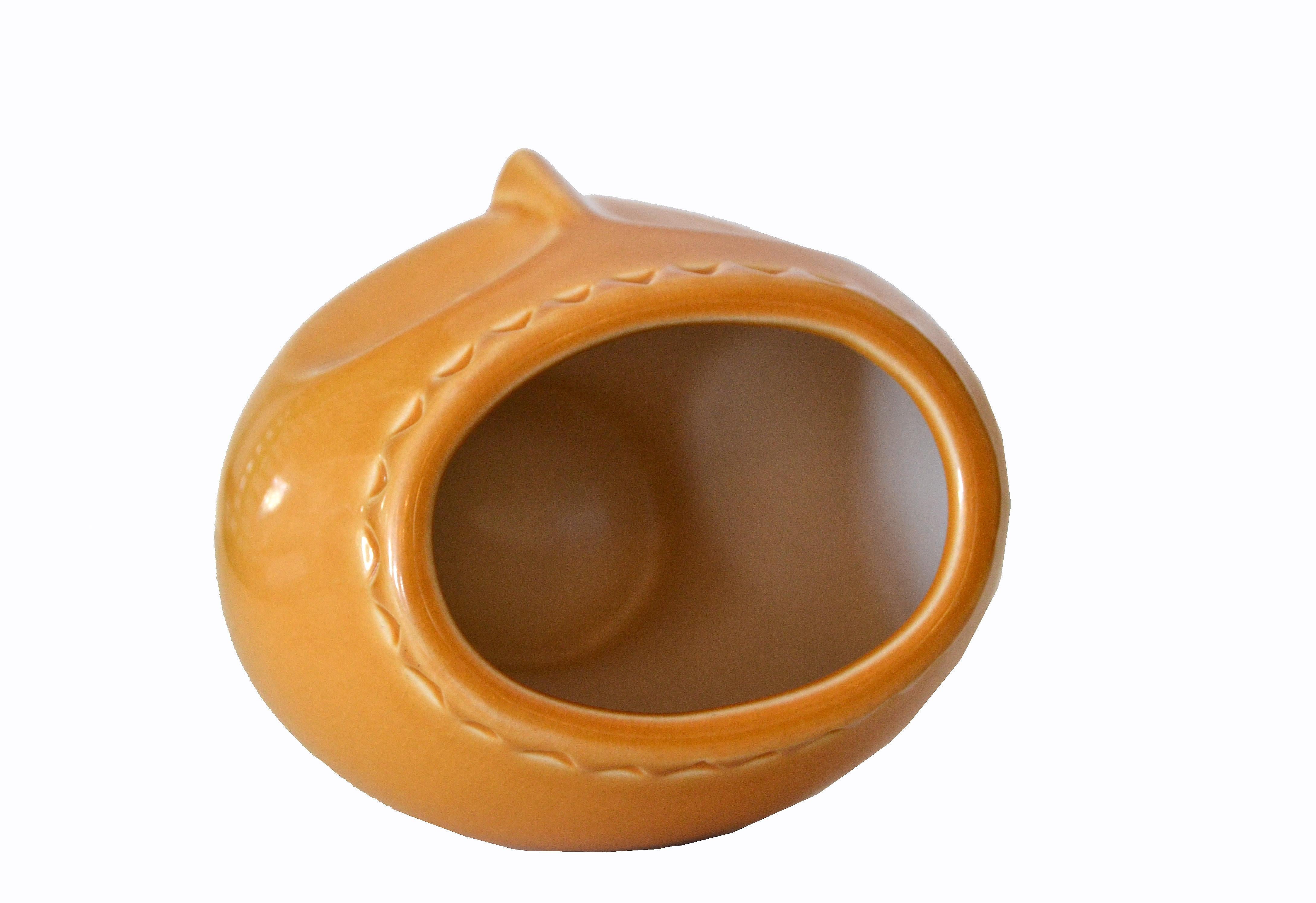 Mid-Century Modern Perpetual Glazed Beige Ceramic Face Vase, Head Sculpture Vase 1