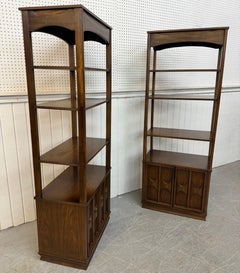 Mid-Century Modern Perspecta Style Walnut Bookcases - Set of 2