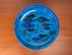 Ciotola moderna di metà secolo in ceramica Pesce, Aldo Londi, Bitossi, Italia, anni '60
