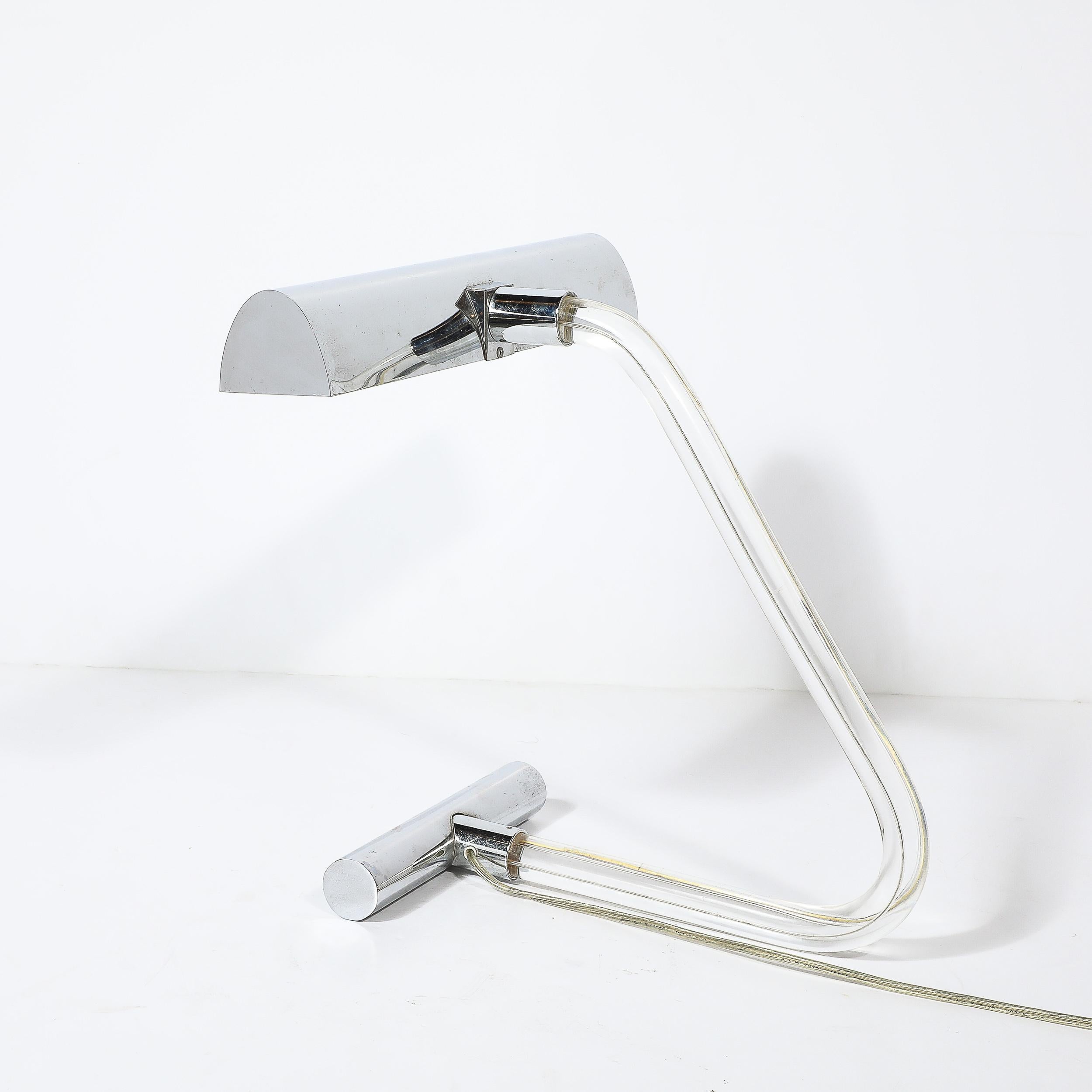 Cromo Lampada in lucite e cromo di Peter Hamburger Kovacs, moderna e di metà secolo in vendita