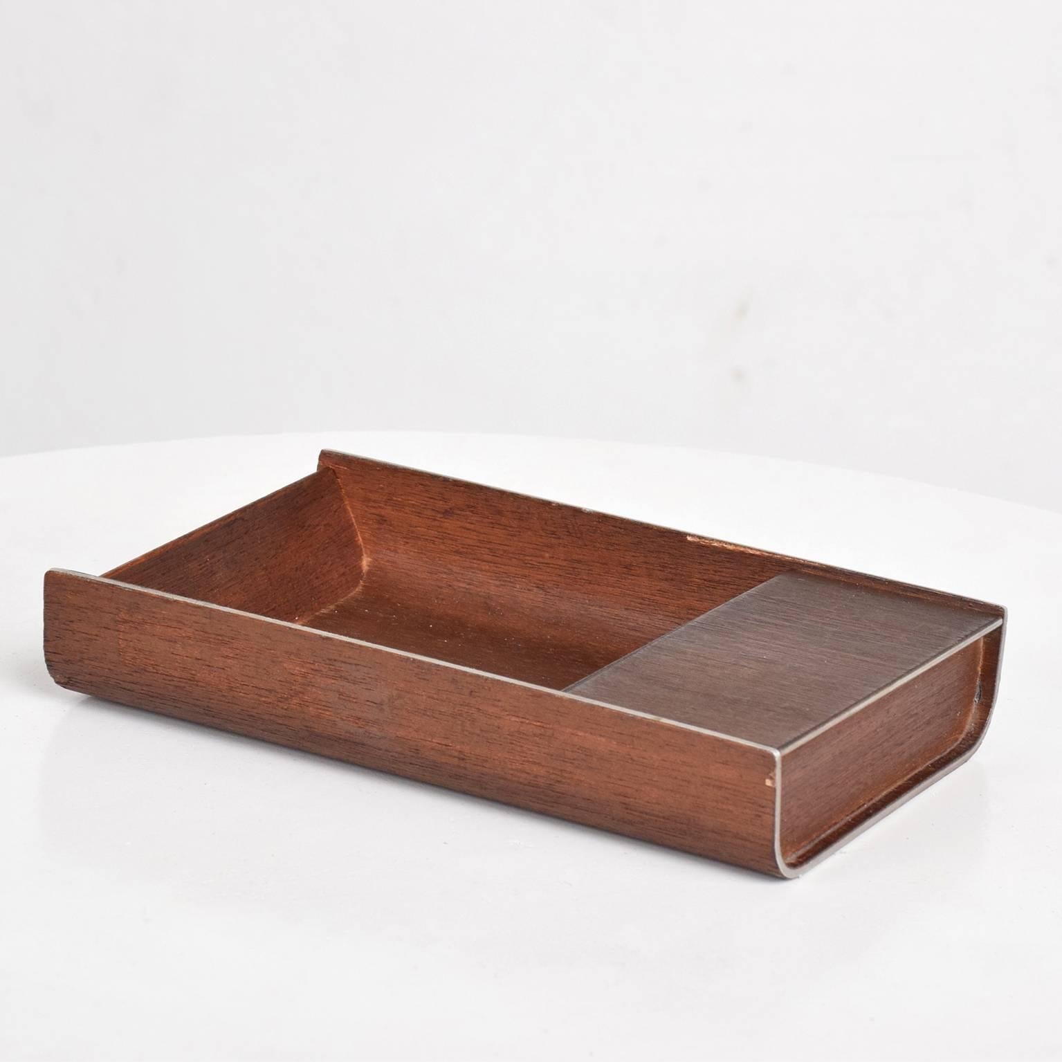 Mid-Century Modern Peter Pepper Products Desk Accessory Walnut Aluminum SM Tray 1