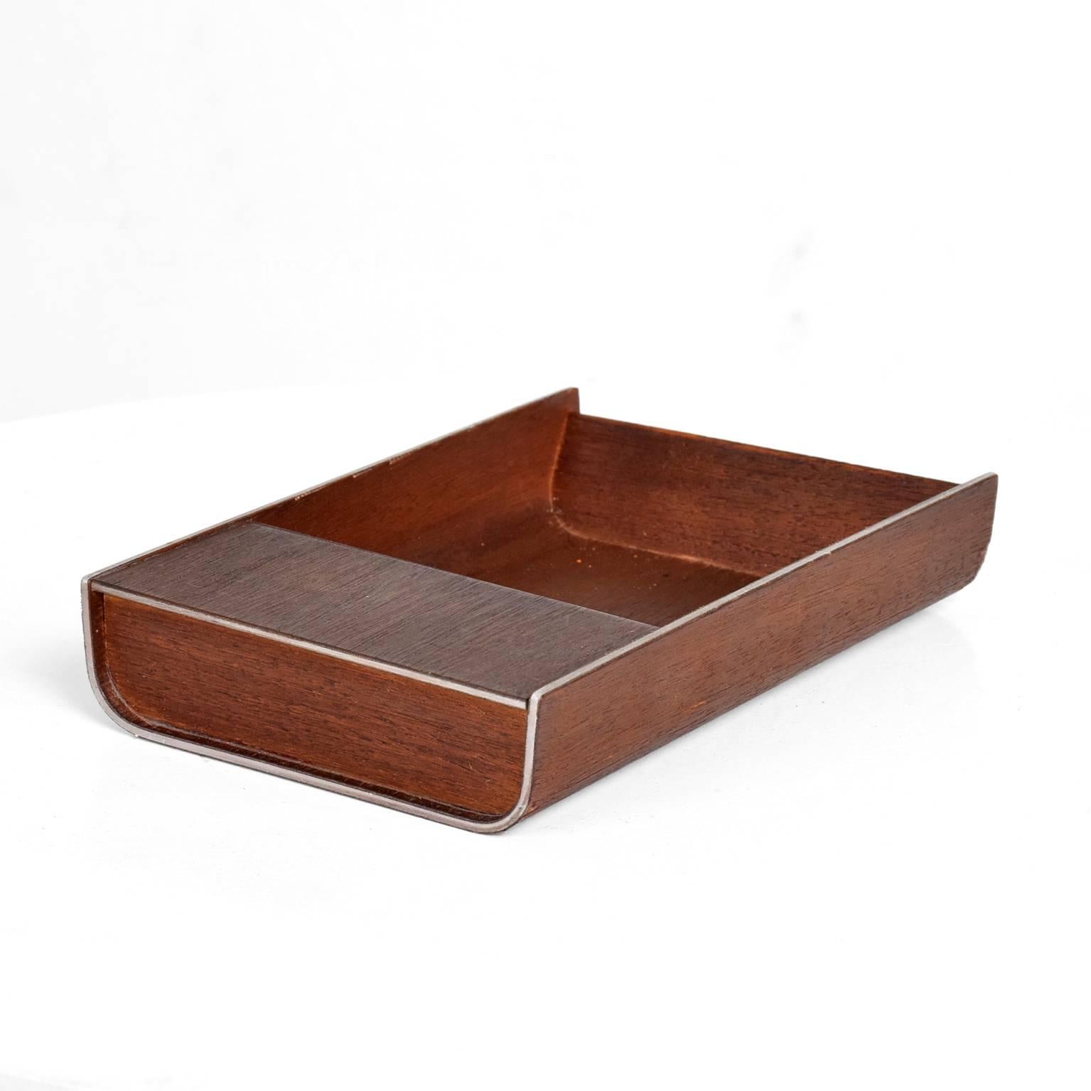 Mid-Century Modern Peter Pepper Products Desk Accessory Walnut Aluminum SM Tray 2