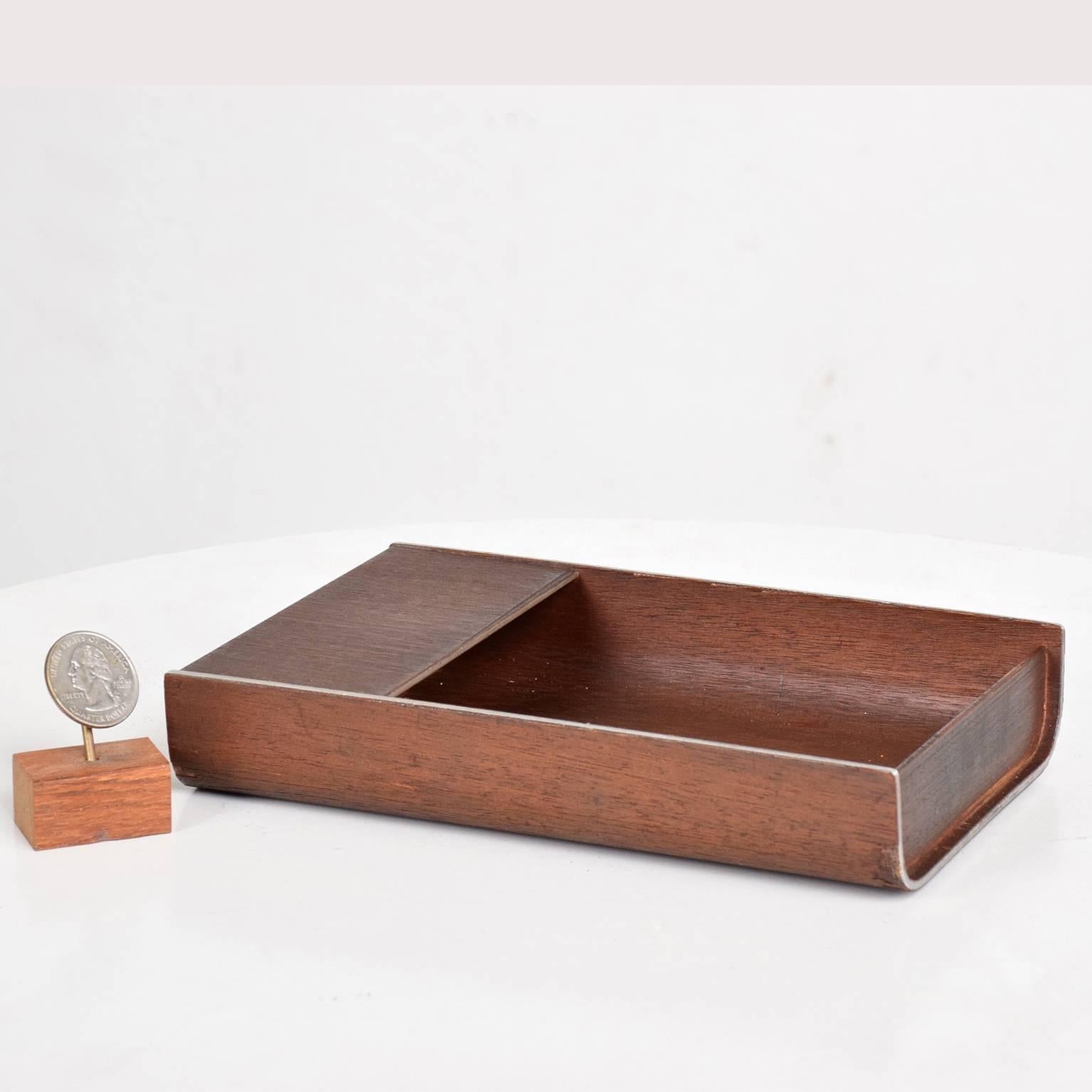 Mid-Century Modern Peter Pepper Products Desk Accessory Walnut Aluminum SM Tray 4