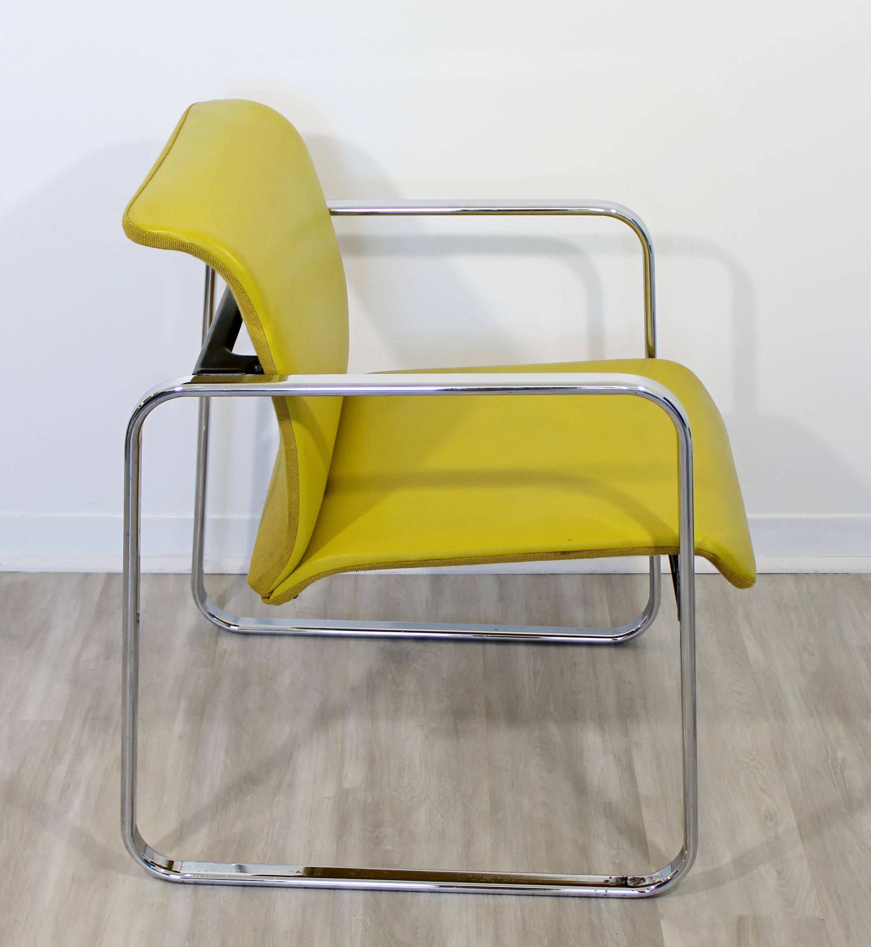 Mid-Century Modern Peter Protzman Herman Miller Yellow Leather Chrome Chair 3