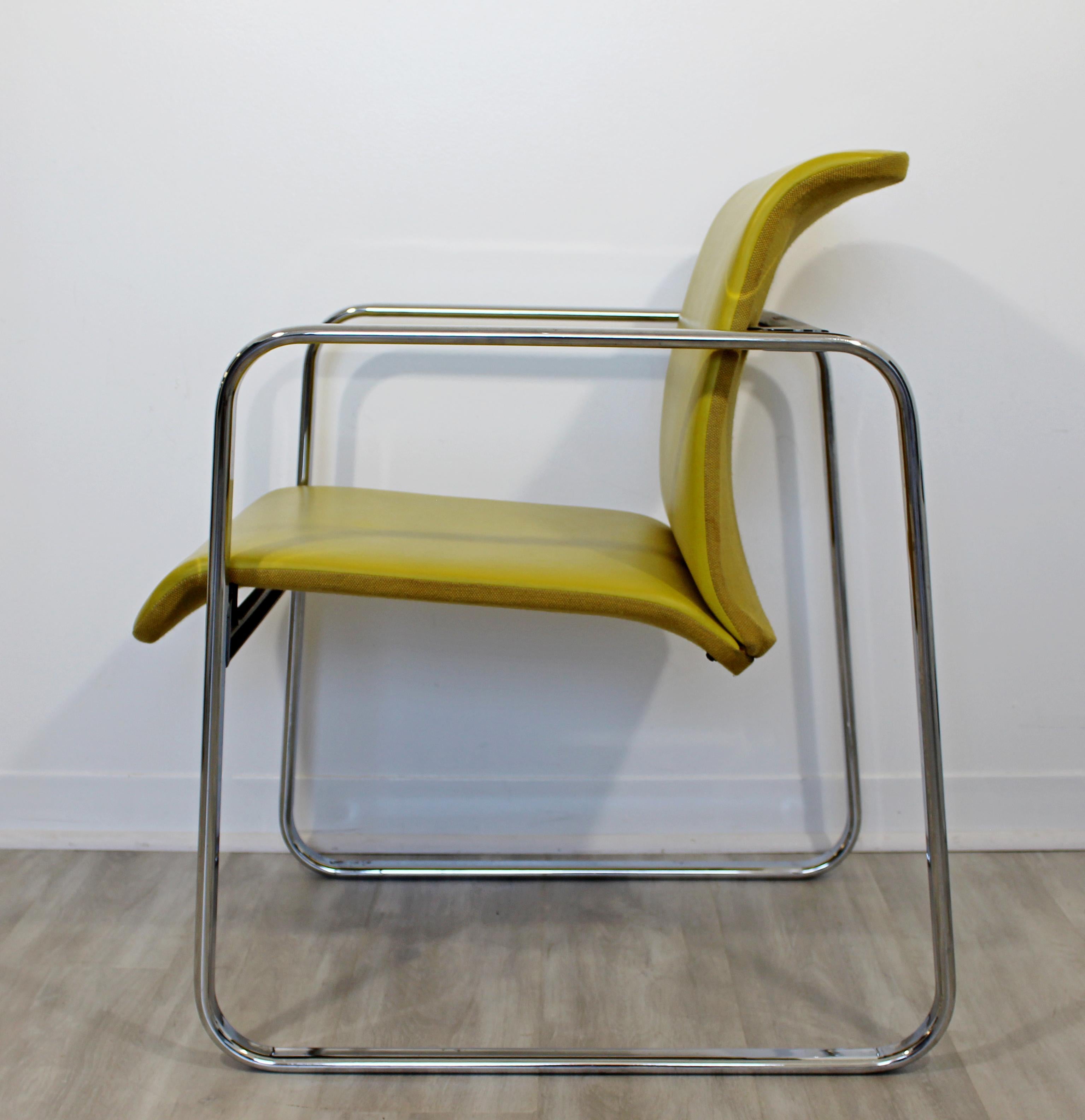 Mid-Century Modern Peter Protzman Herman Miller Yellow Leather Chrome Chair In Good Condition In Keego Harbor, MI
