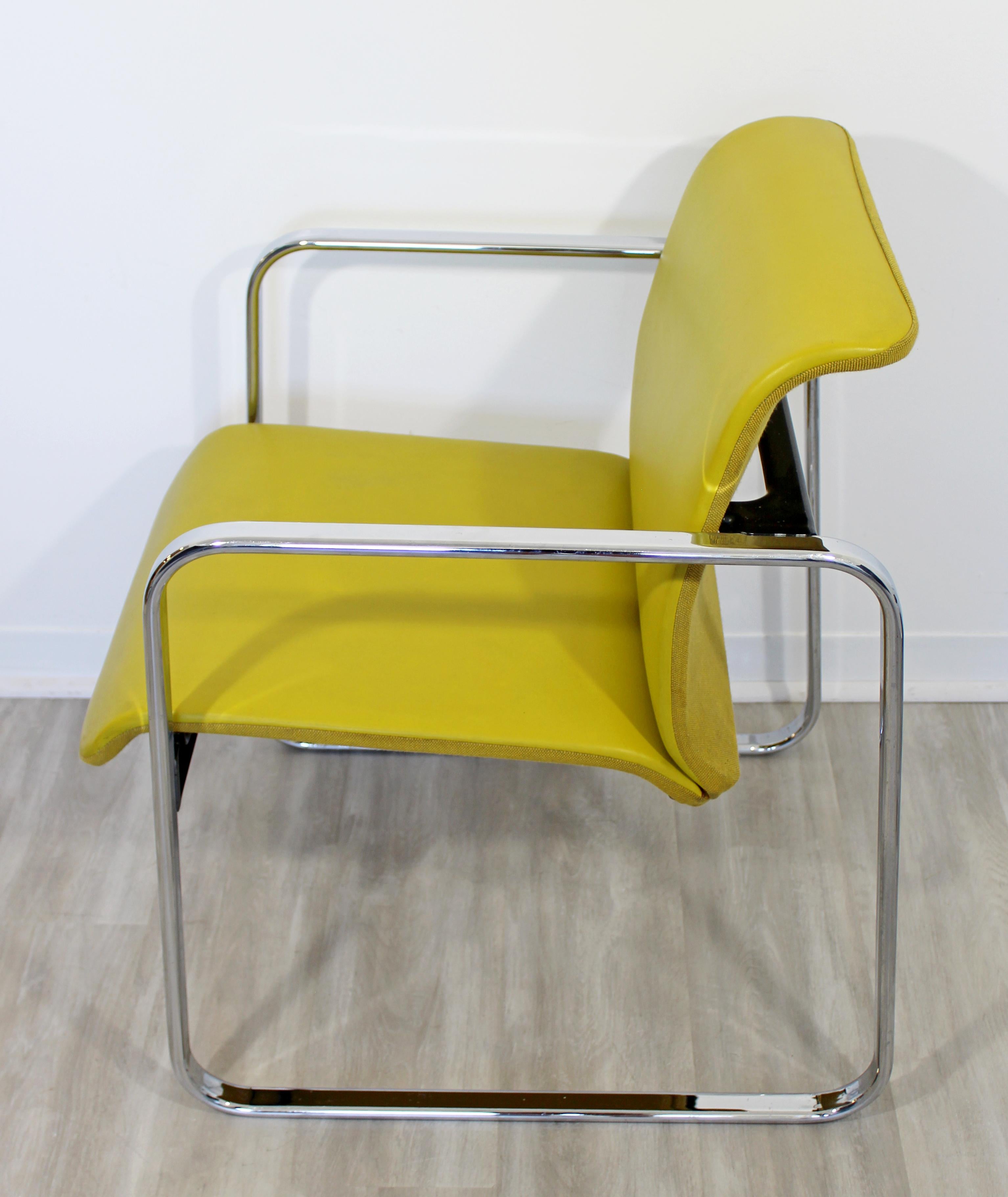 Mid-20th Century Mid-Century Modern Peter Protzman Herman Miller Yellow Leather Chrome Chair