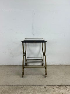 Mid Century Modern Petite Bar Cart with Brass Accents