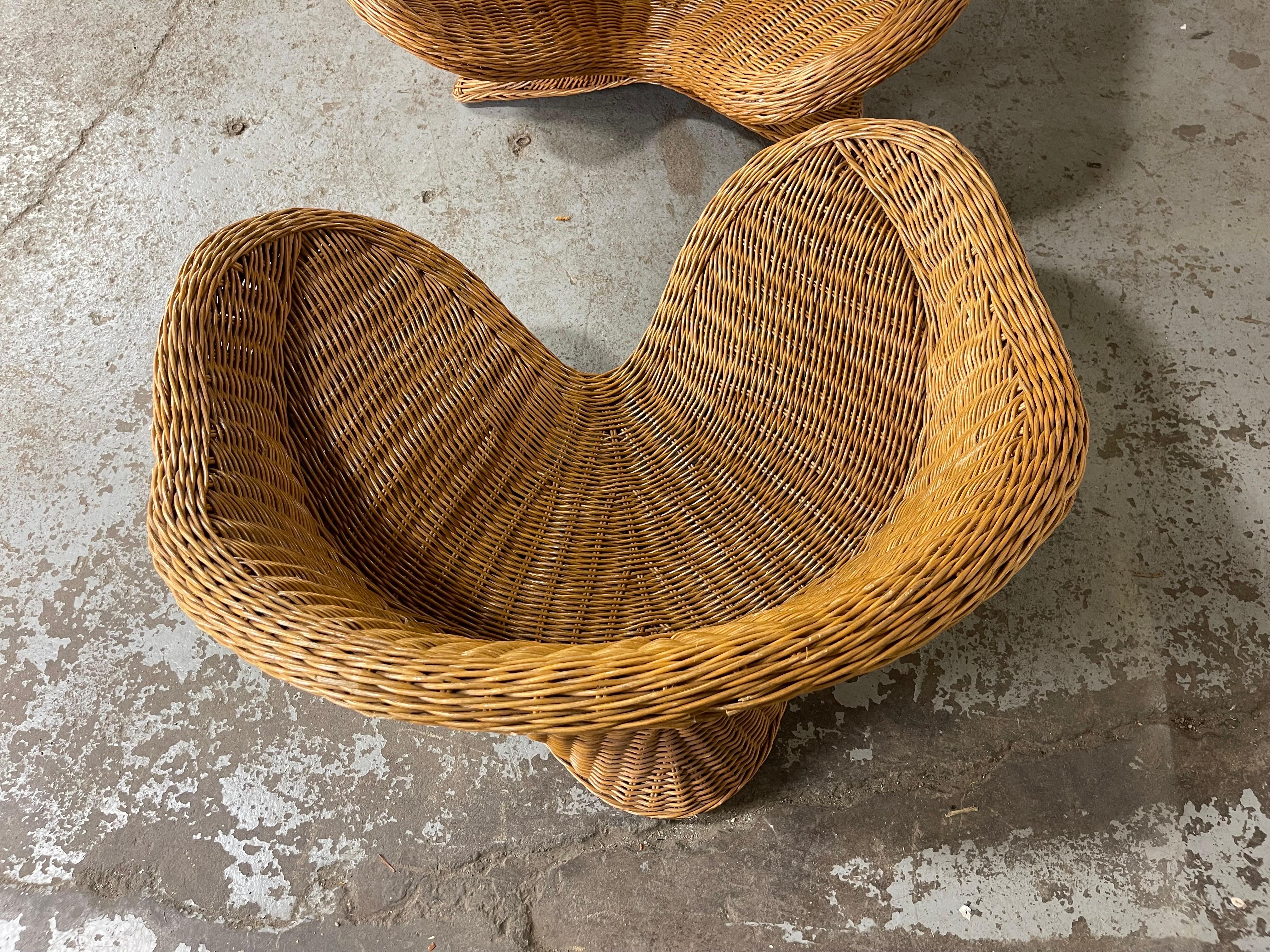 Mid Century Modern Petite Rattan Lotus Chairs by Vivai del Sud, Italy 5