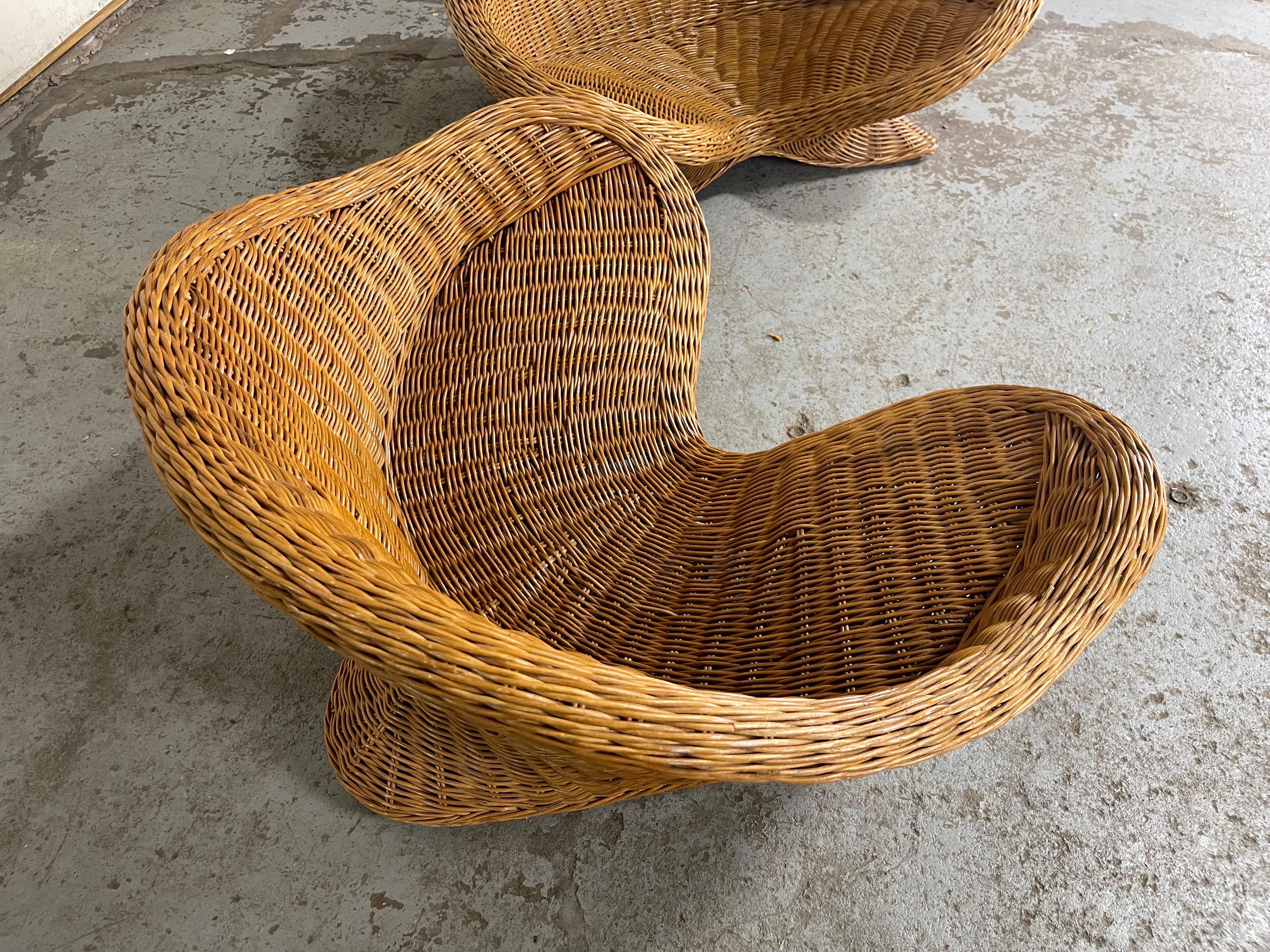Wicker Mid Century Modern Petite Rattan Lotus Chairs by Vivai del Sud, Italy