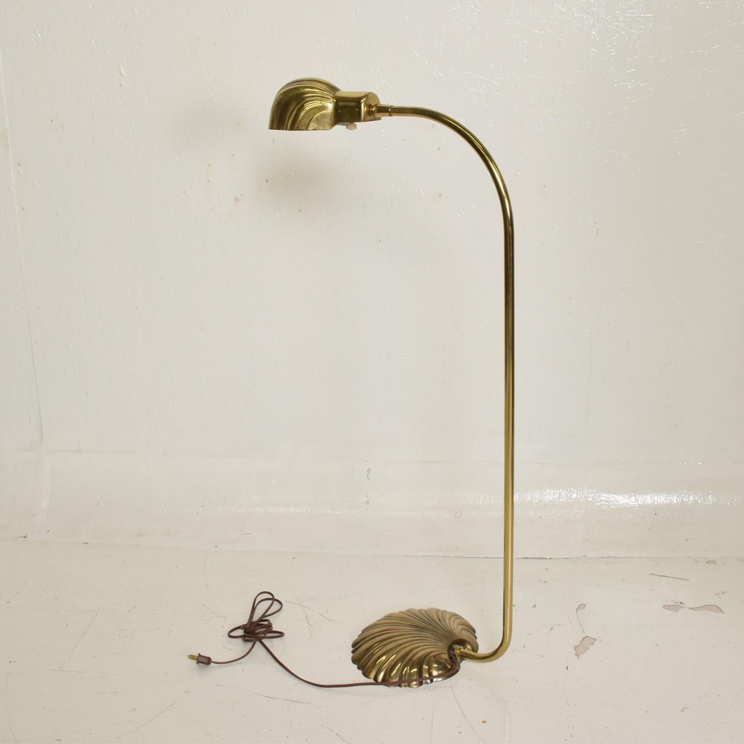 American Mid-Century Modern Pharmacy Reading Floor Lamp Brass Seashell Shape