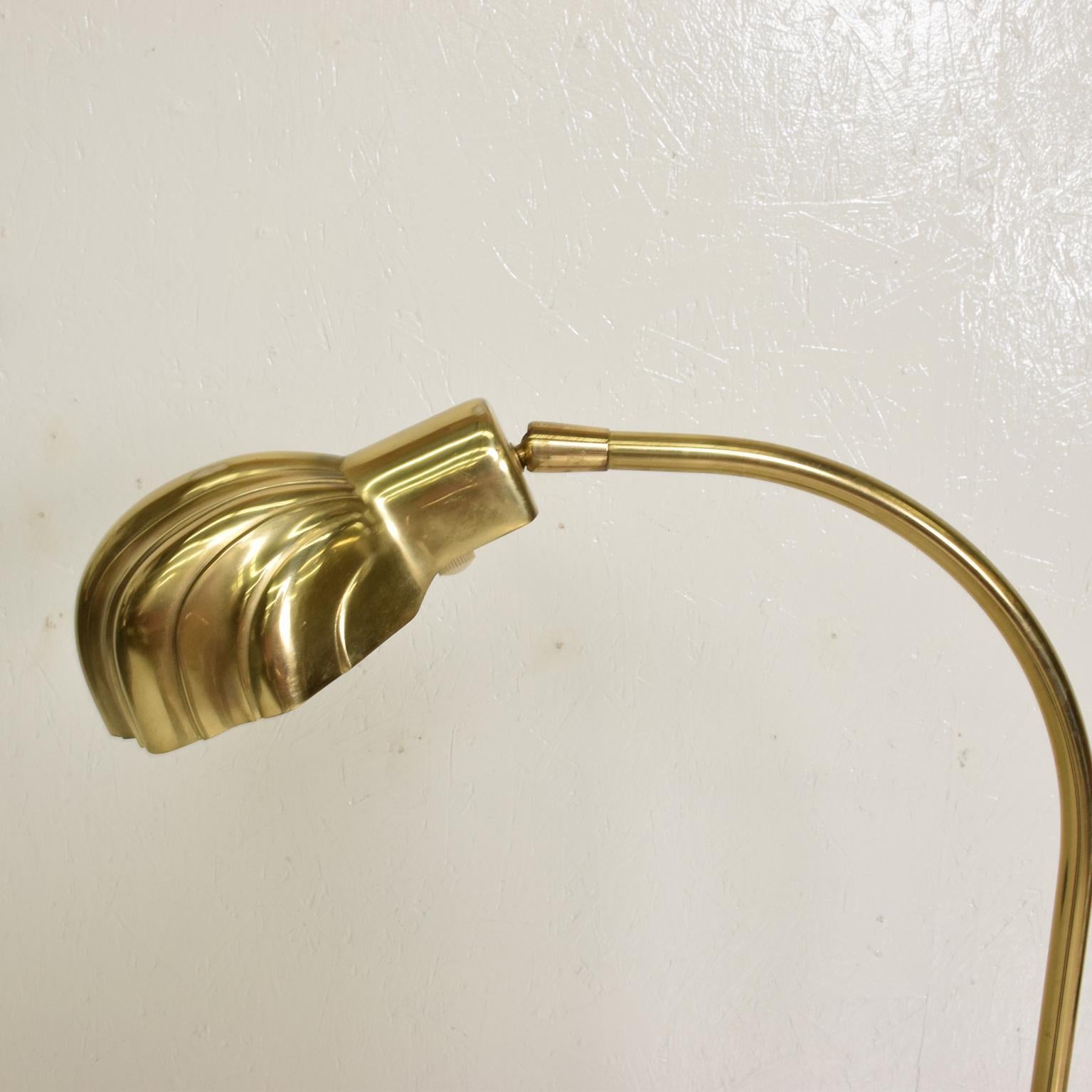 Mid-Century Modern Pharmacy Reading Floor Lamp Brass Seashell Shape In Good Condition In Chula Vista, CA