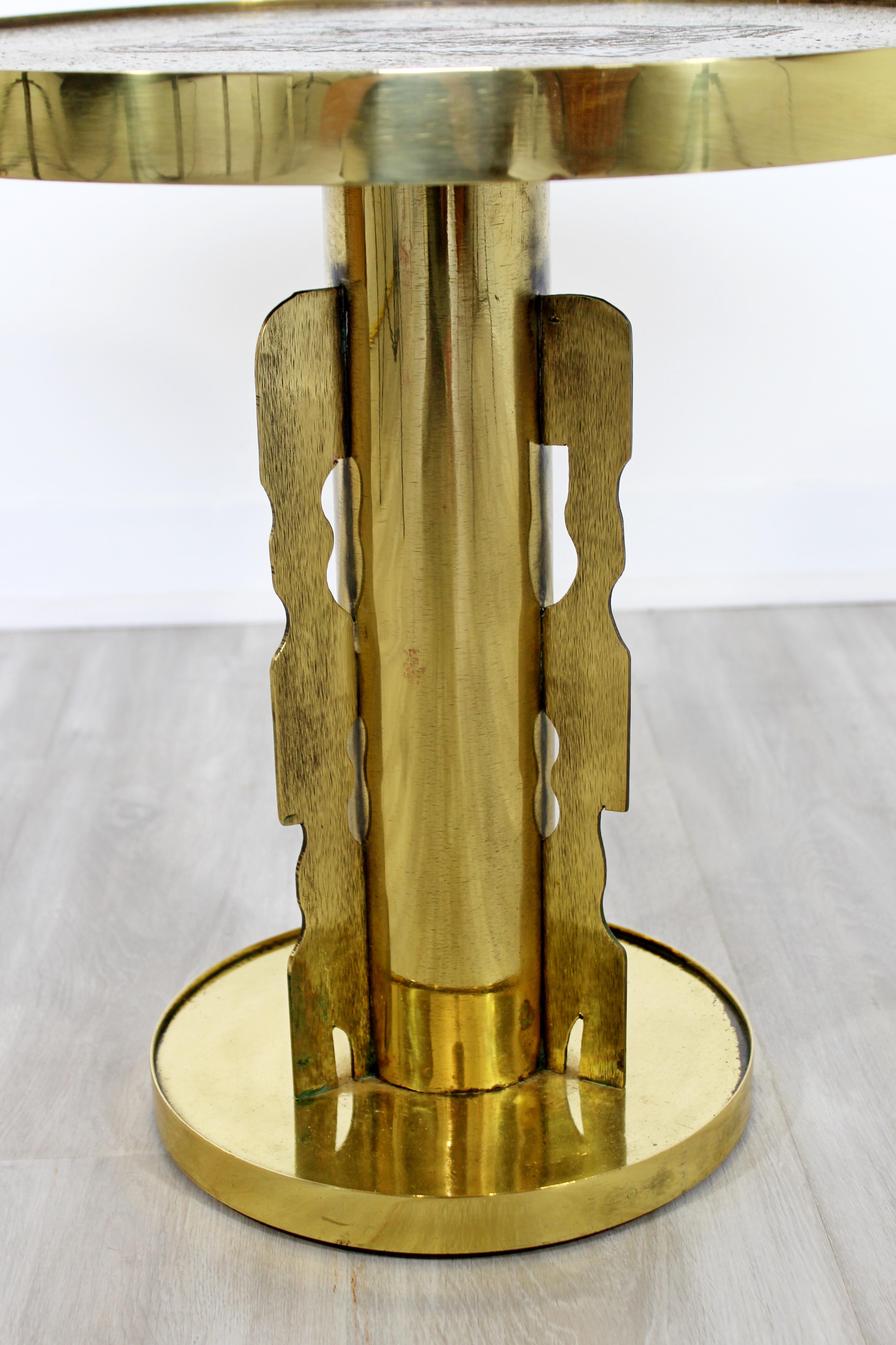 Mid-Century Modern Philip Kelvin Laverne Brass Signed Occasional End Table 1960s 1