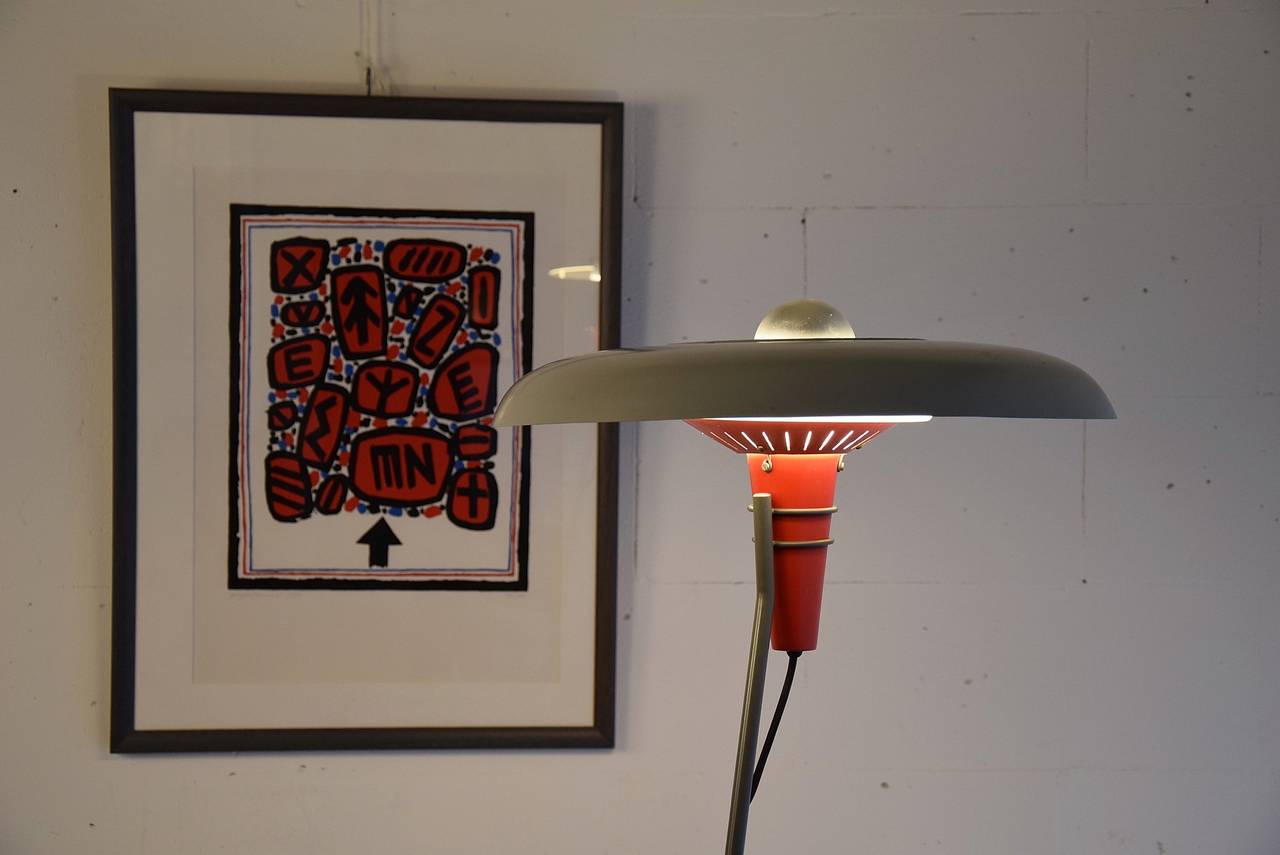 Metal Mid-Century Modern Philips Floor Lamp by Louis Kalff For Sale