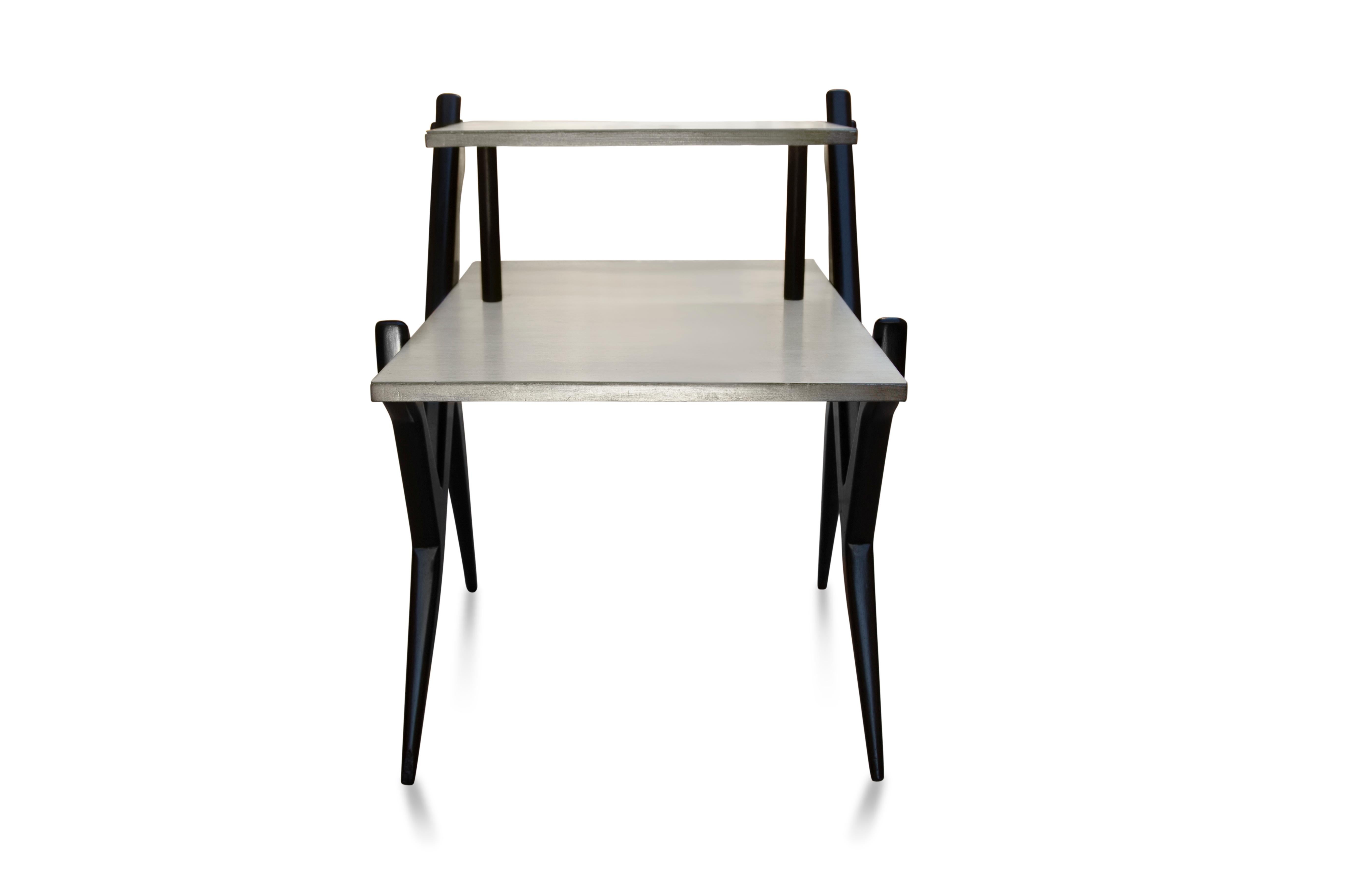 Mid-Century Modern Phone Table in Wood, Black & White, 1950s, Brazil For Sale 3