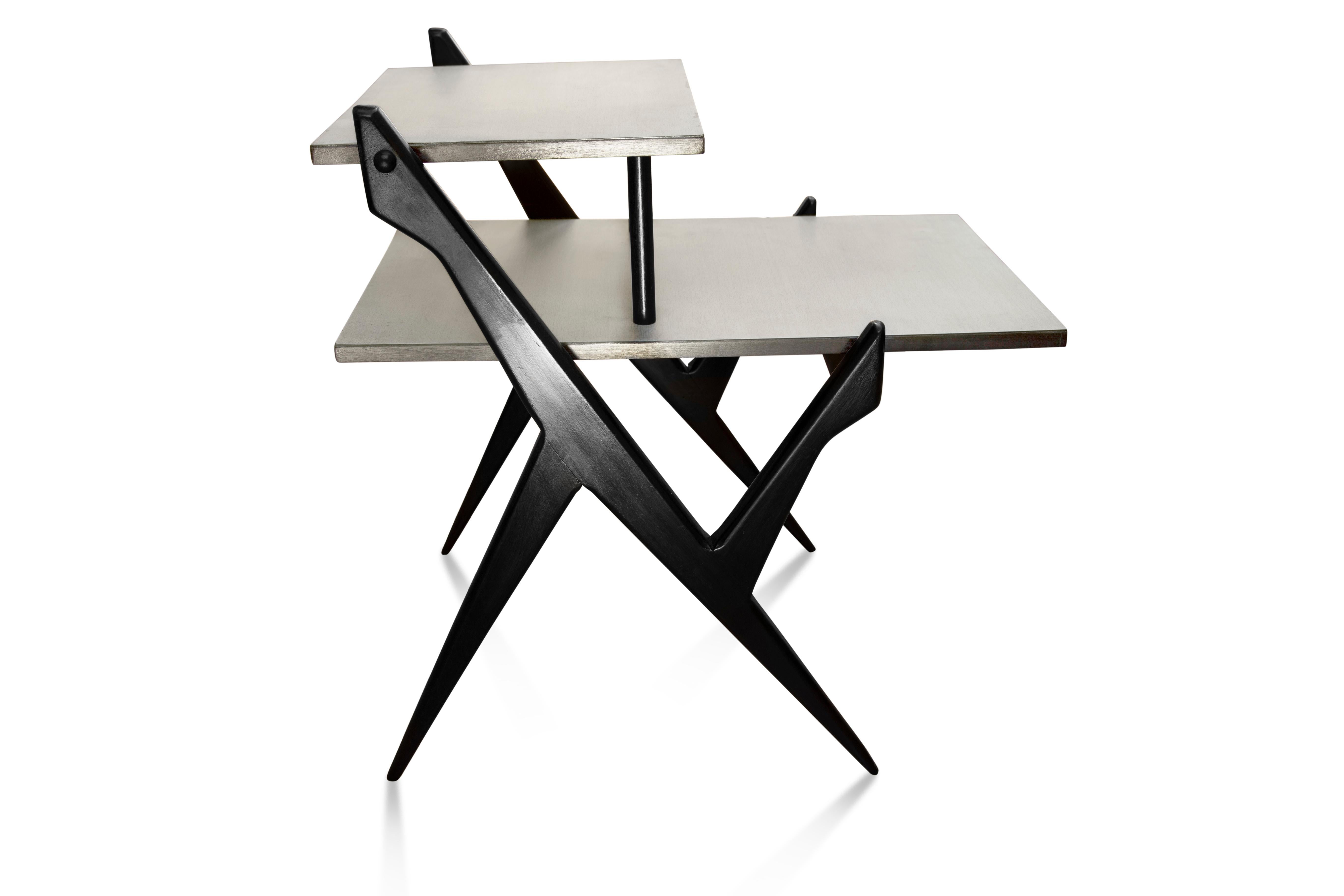 Mid-Century Modern Phone Table in Wood, Black & White, 1950s, Brazil For Sale 5