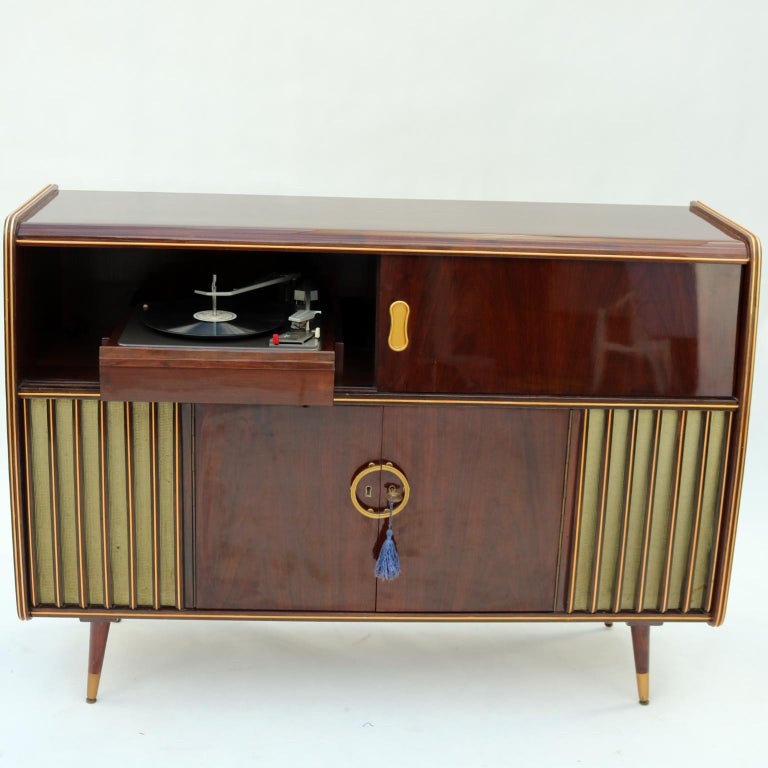 MidCentury Modern Phonograph Stereo Console and Bar 1950s at