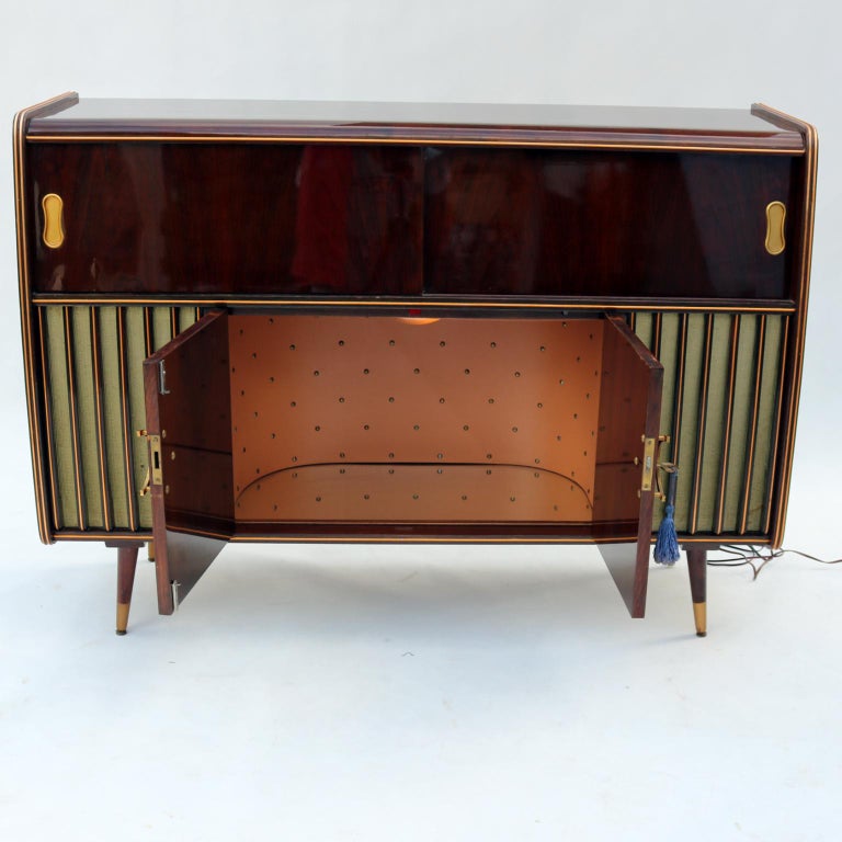 Mid Century Modern Phonograph Stereo Console And Bar Cabinet