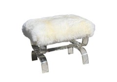 Mid Century Modern Phyllis Morris Lucite Bench W White Fur Seat
