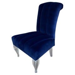 Chaise à pantoufles en lucite Phyllis Morris moderne du milieu du siècle avec tissu Cheetah