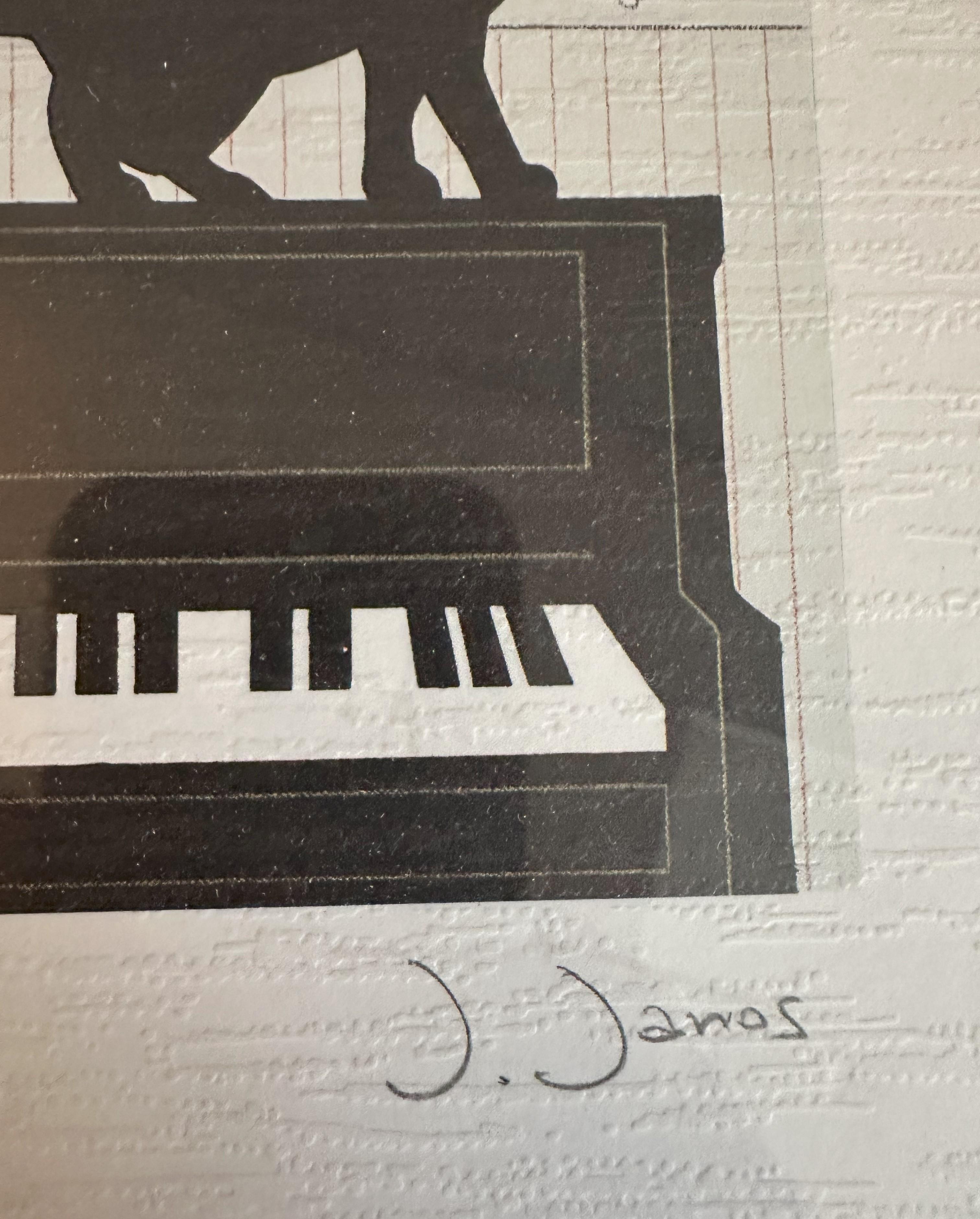 Mid-Century Modern 'PIANO DECORATIF' lithograph print by J. Janos  In Good Condition For Sale In Milan, IT