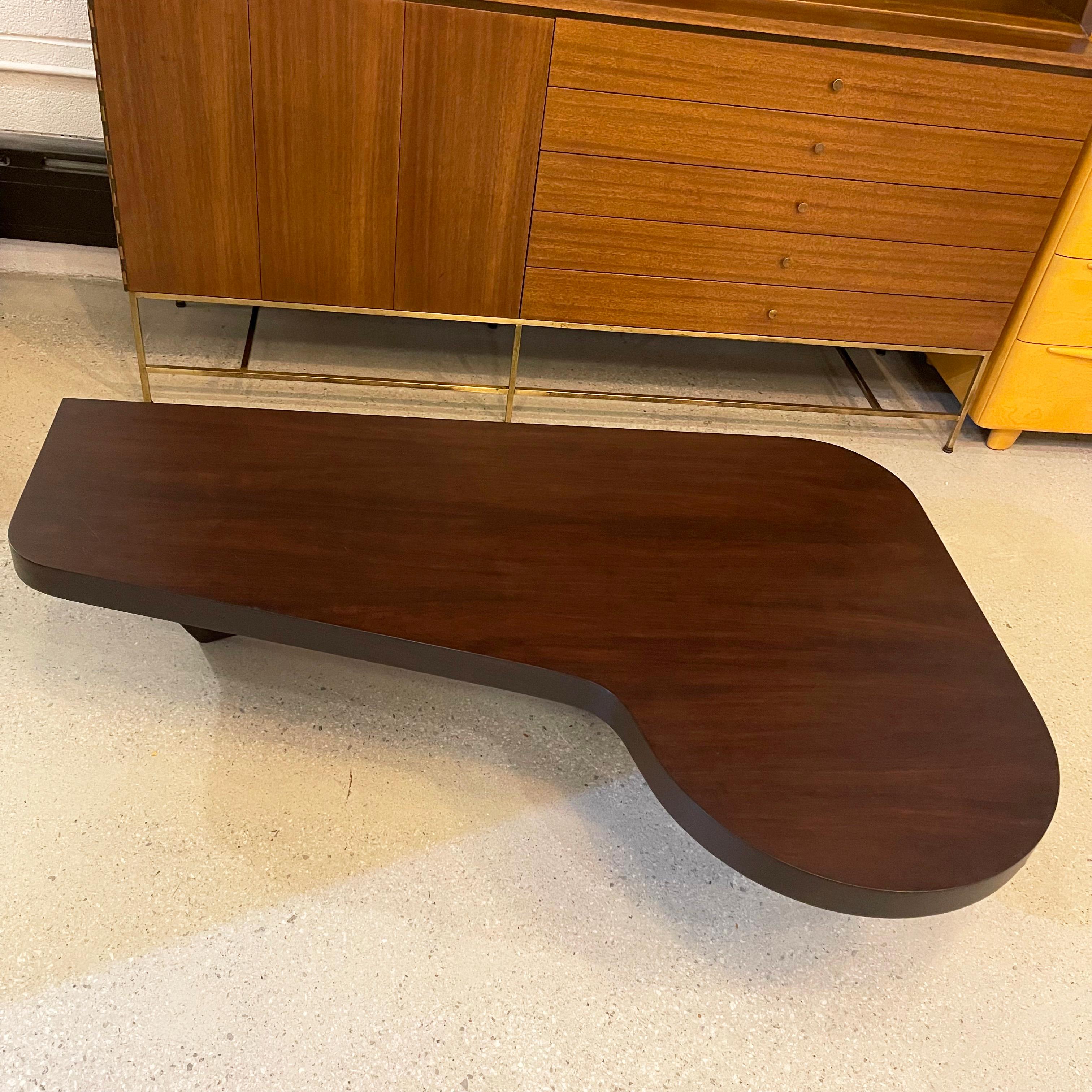 American Mid-Century Modern Piano Shape Mahogany Coffee Table For Sale