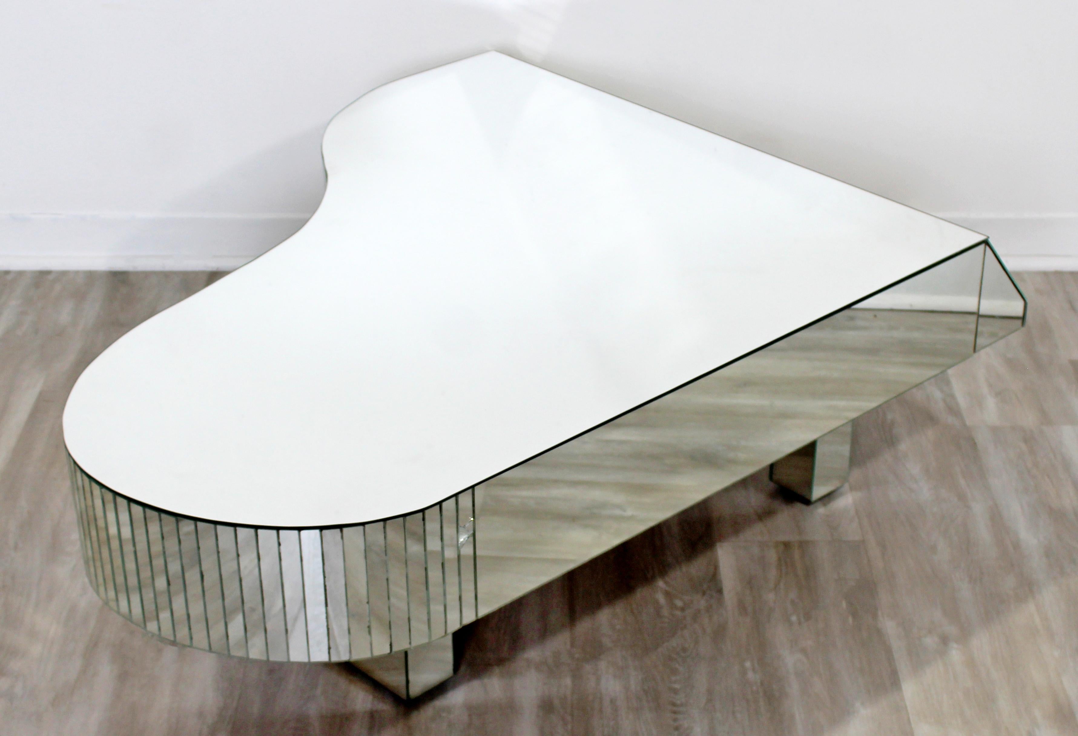 Mid-Century Modern Piano Shaped Mirrored Cocktail Coffee Table, 1970s 4