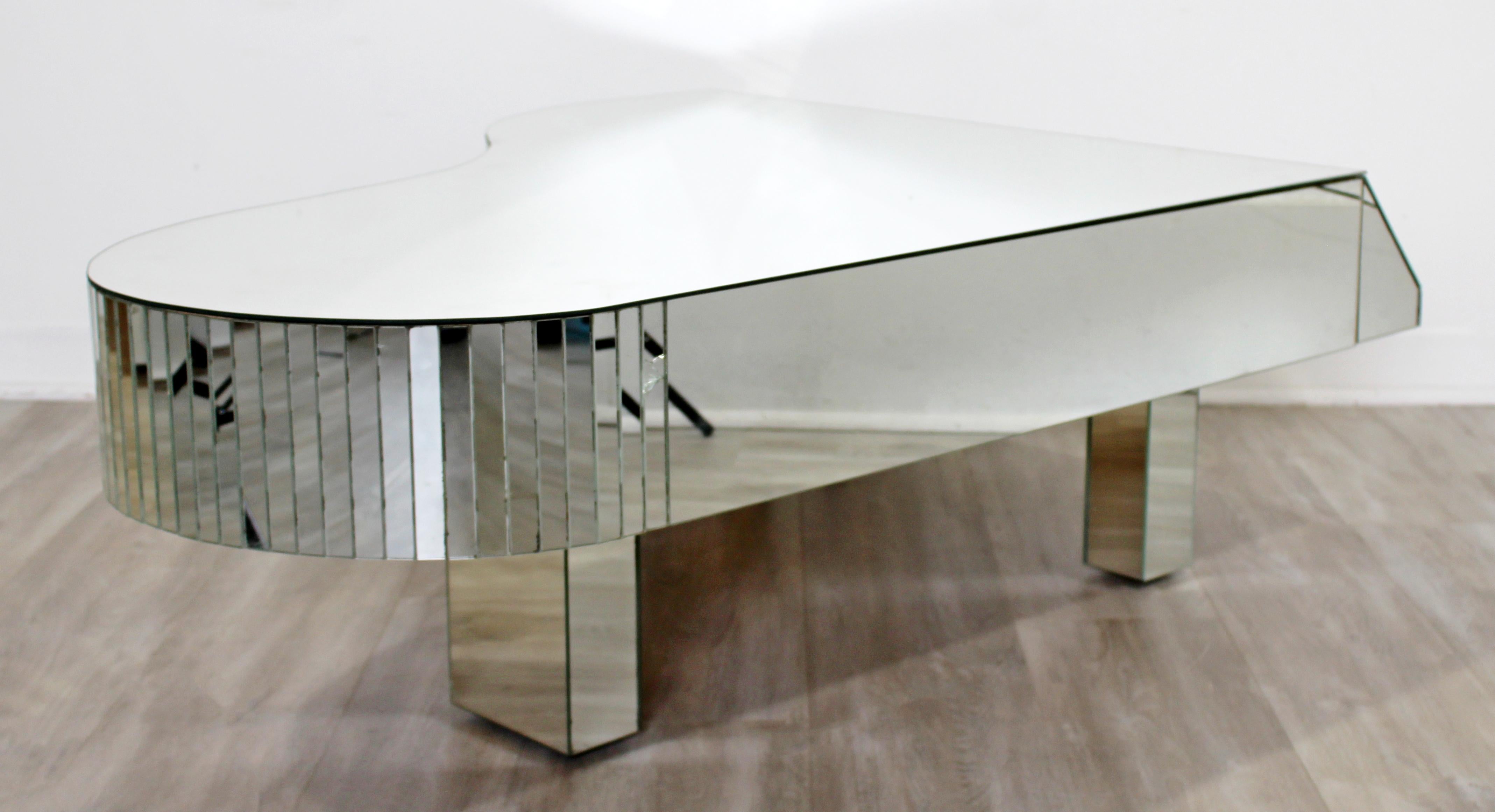 Mid-Century Modern Piano Shaped Mirrored Cocktail Coffee Table, 1970s 5