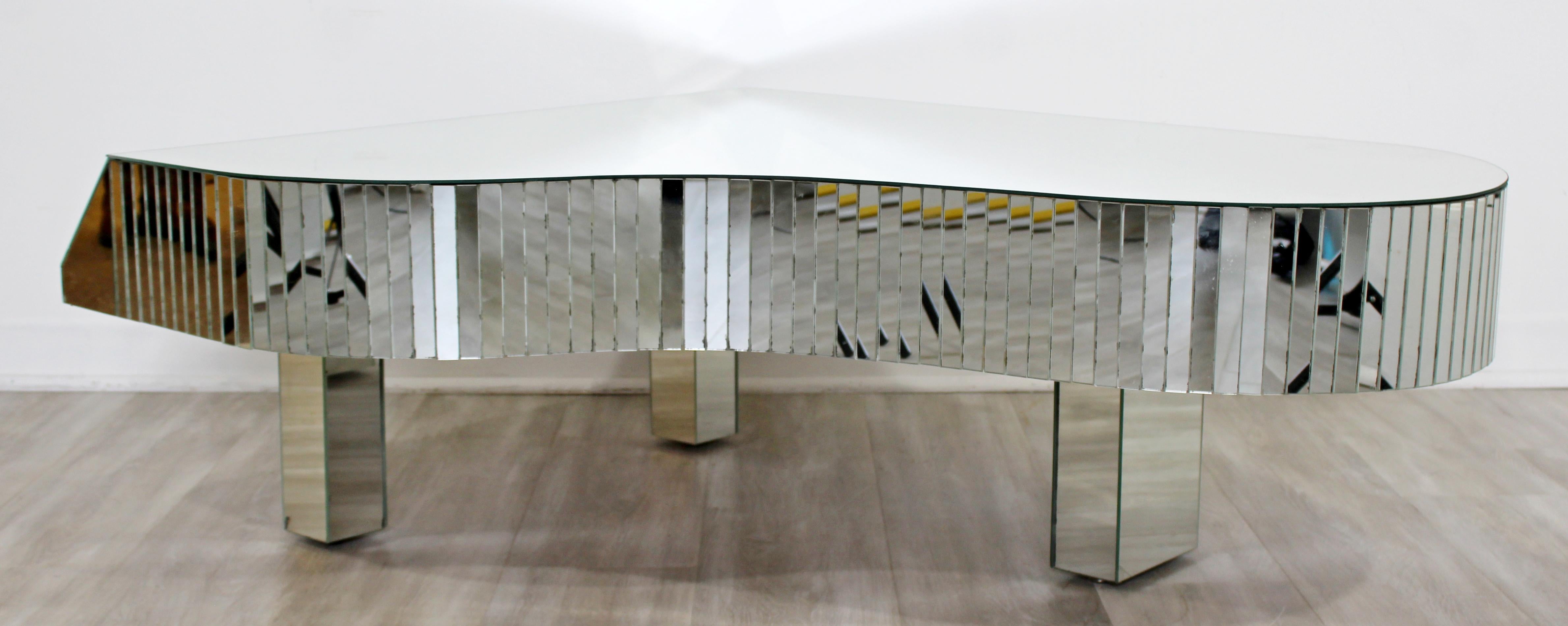 Mid-Century Modern Piano Shaped Mirrored Cocktail Coffee Table, 1970s 2