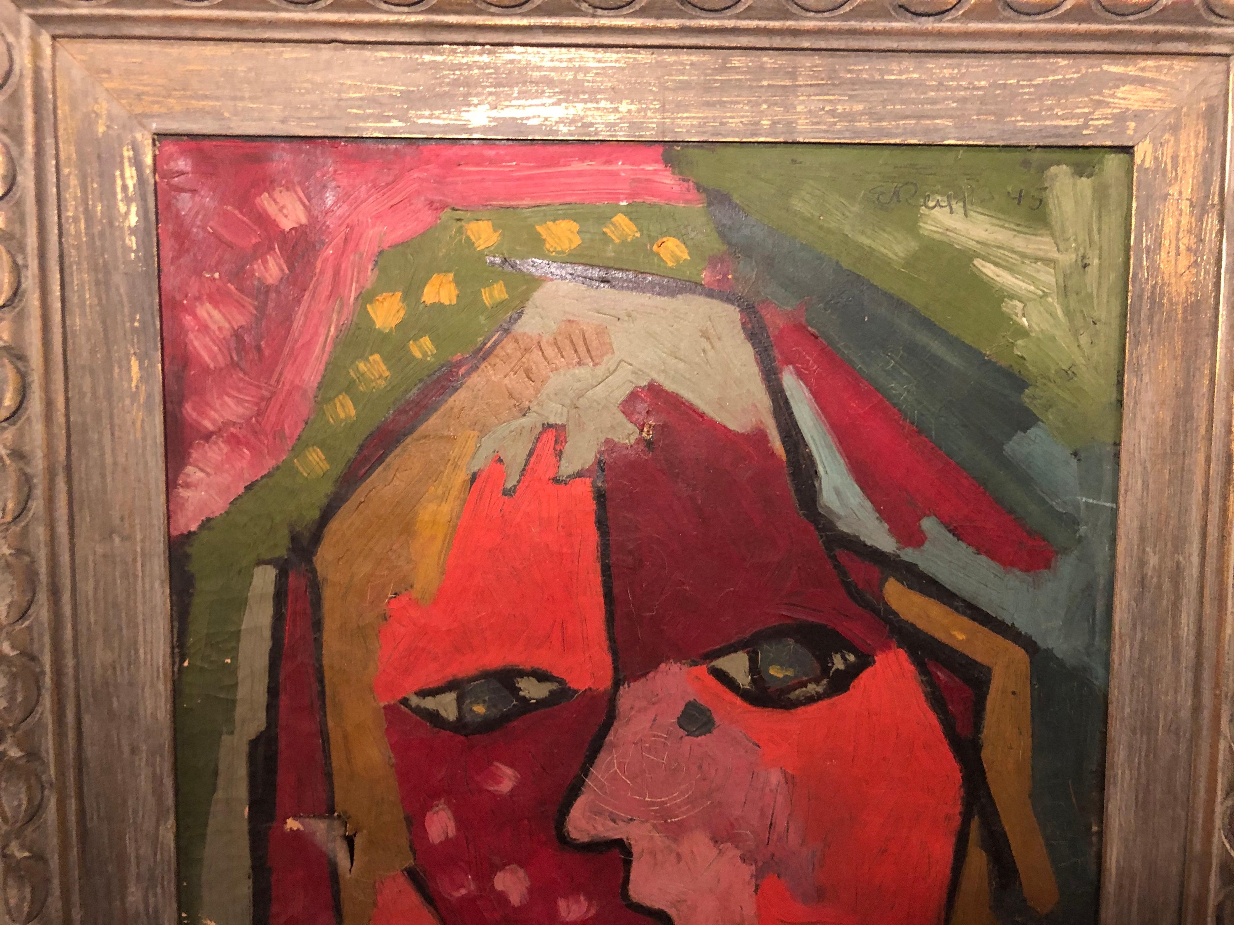 Mid-Century Modern Picasso Style Abstract of Face E. Ruff, 1945 For Sale 10