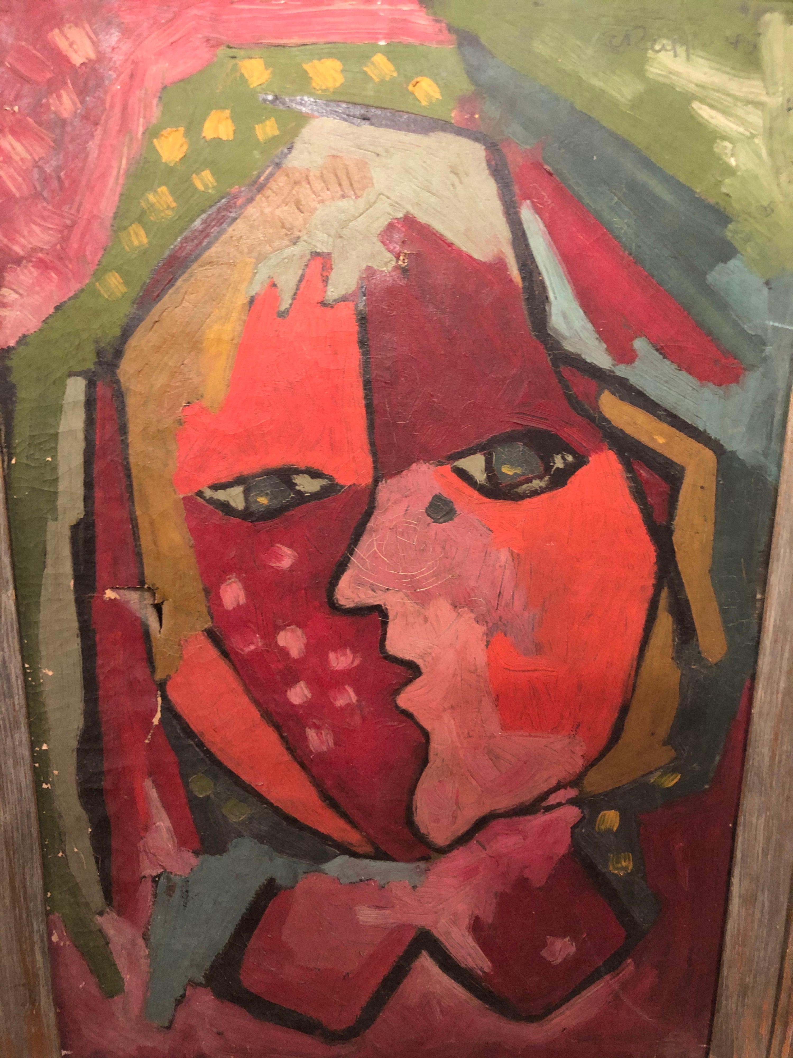 Mid-Century Modern Picasso Style Abstract of Face E. Ruff, 1945 For Sale 3