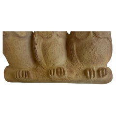 Mid Century Modern Picasso Style Stoneware Sculpture of Owls