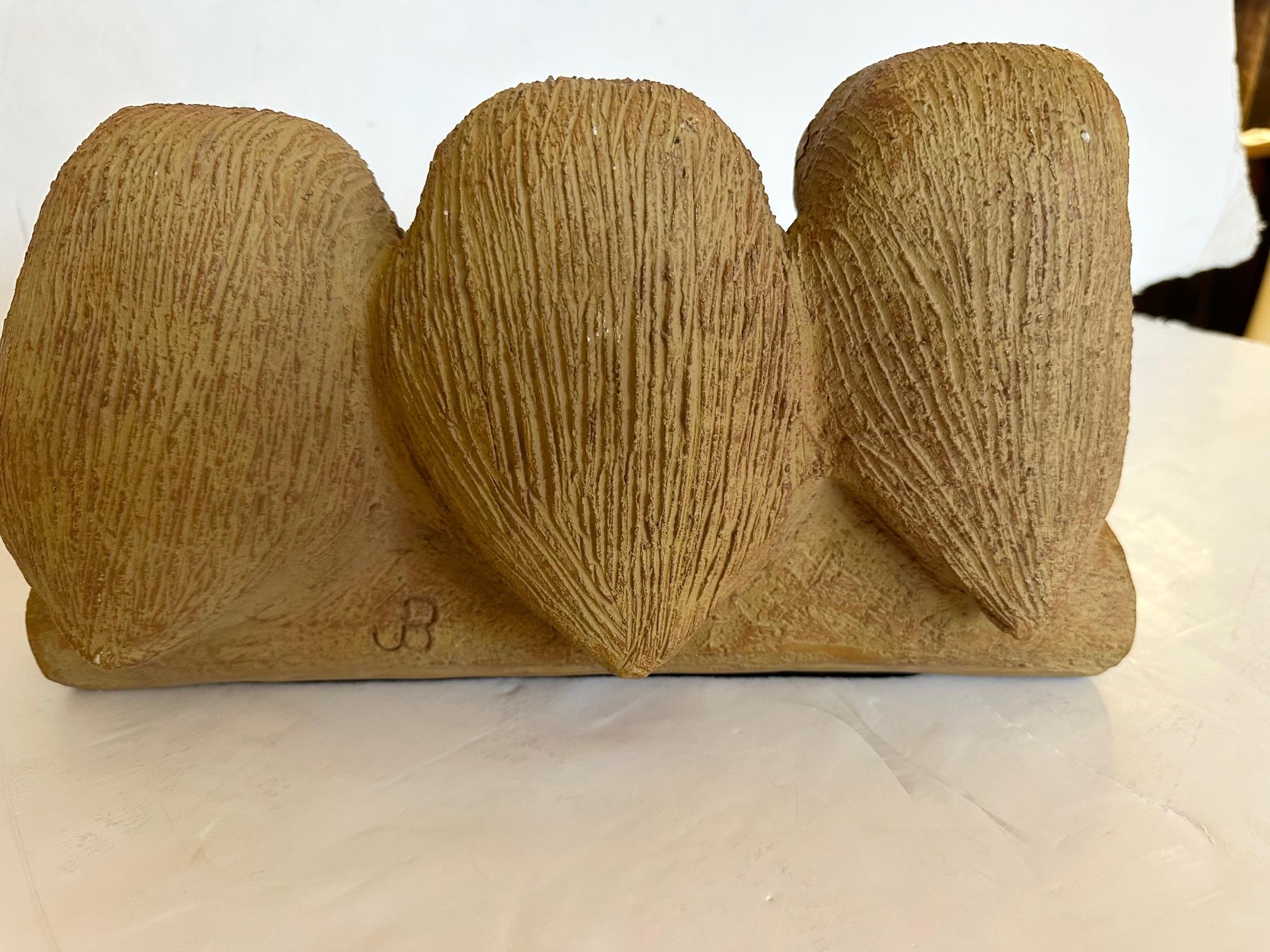 Mid-20th Century Mid Century Modern Picasso Style Stoneware Sculpture of Owls For Sale