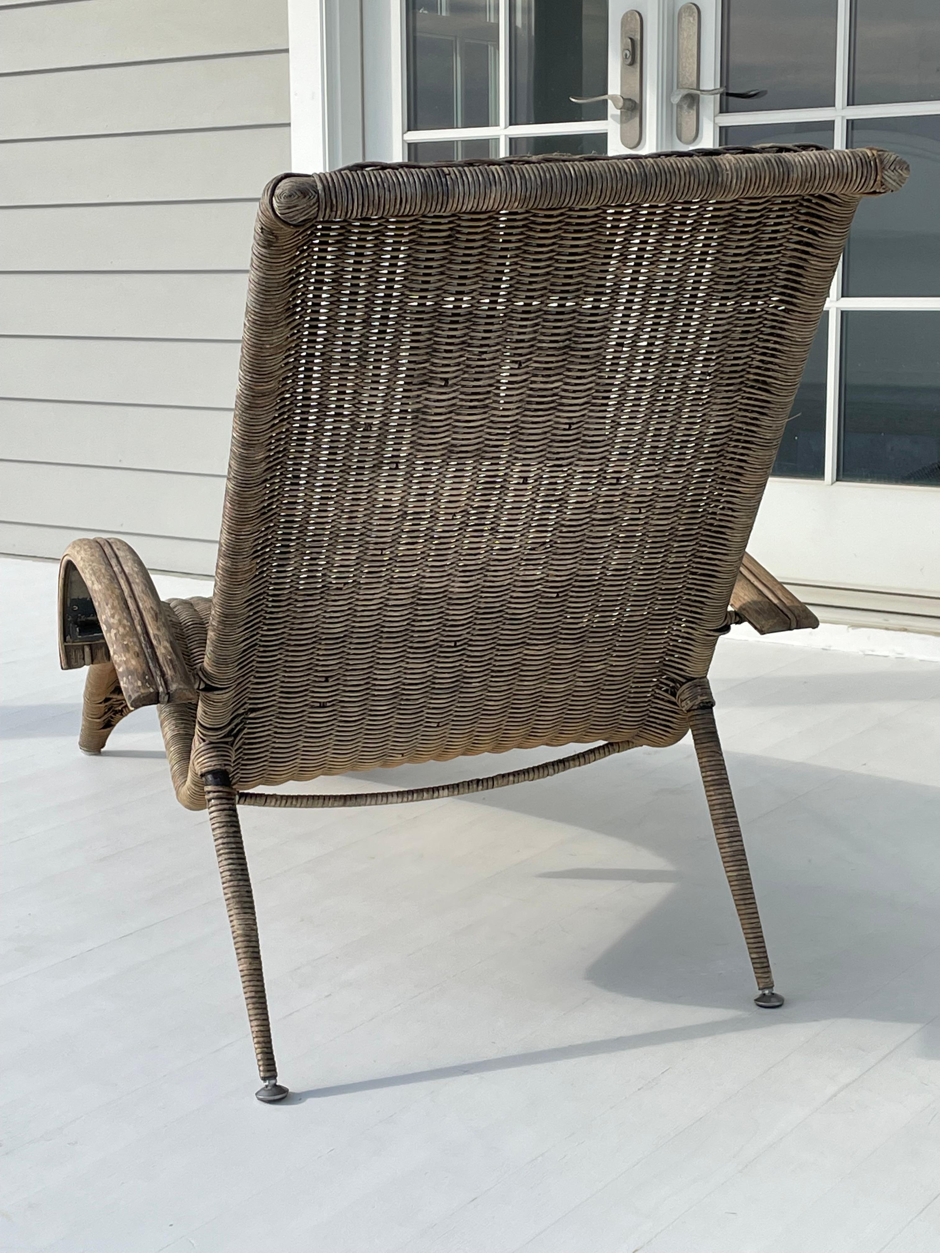 Mid Century Modern Pier 1 Wicker und Rattan Chaise Lounge im Angebot 5