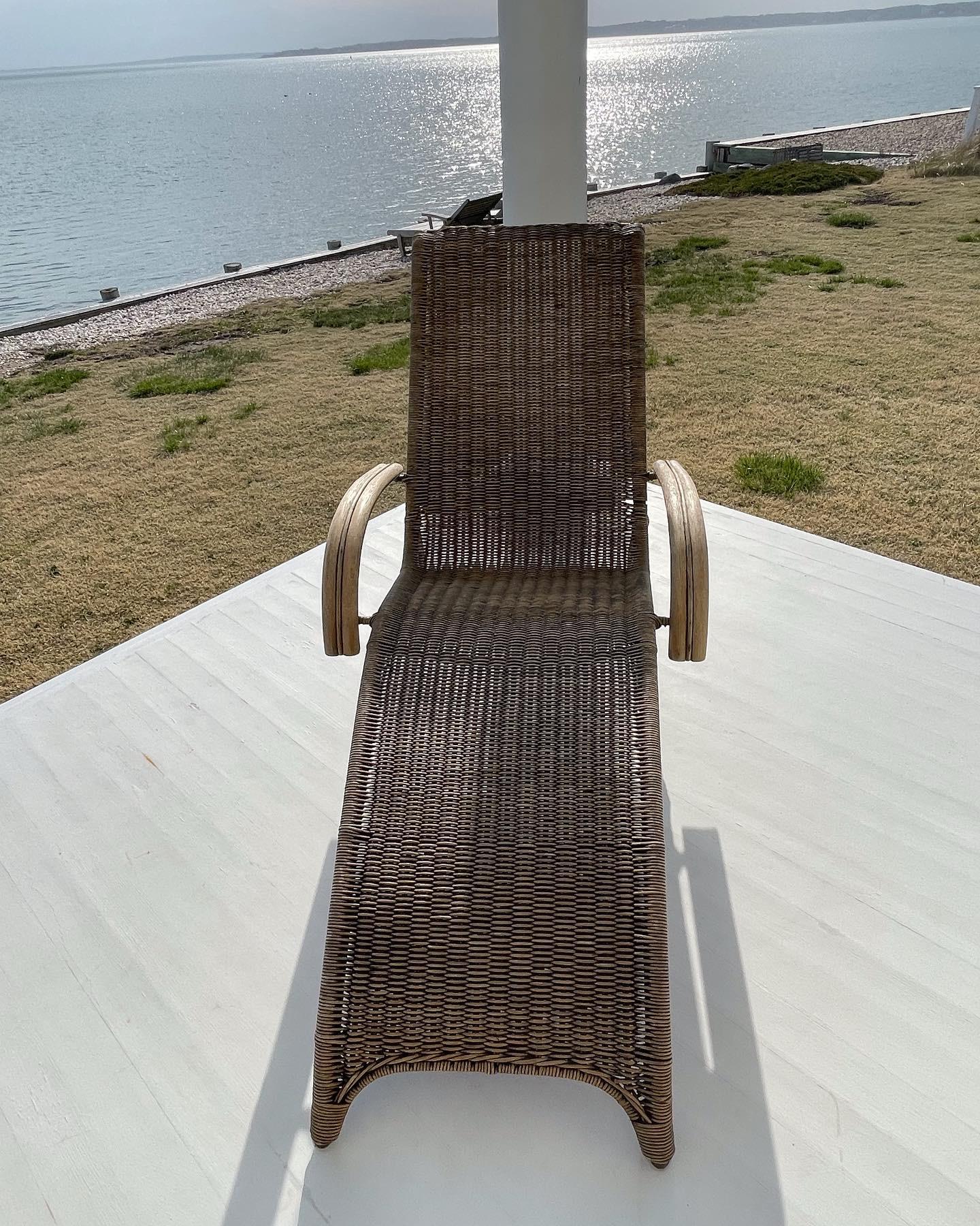Mid Century Modern Pier 1 Wicker und Rattan Chaise Lounge im Angebot 8