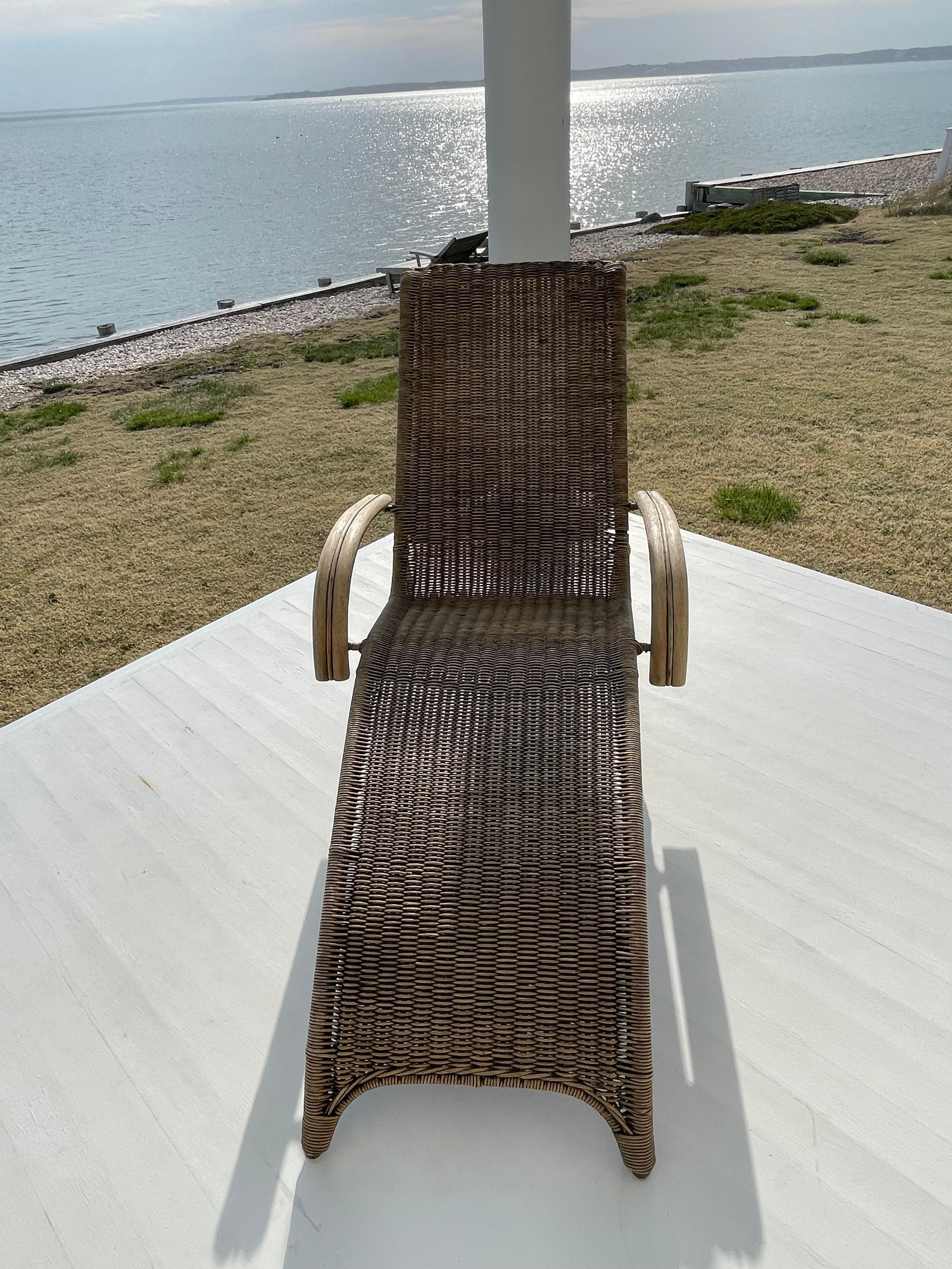 Mid Century Modern Pier 1 Wicker und Rattan Chaise Lounge (20. Jahrhundert) im Angebot