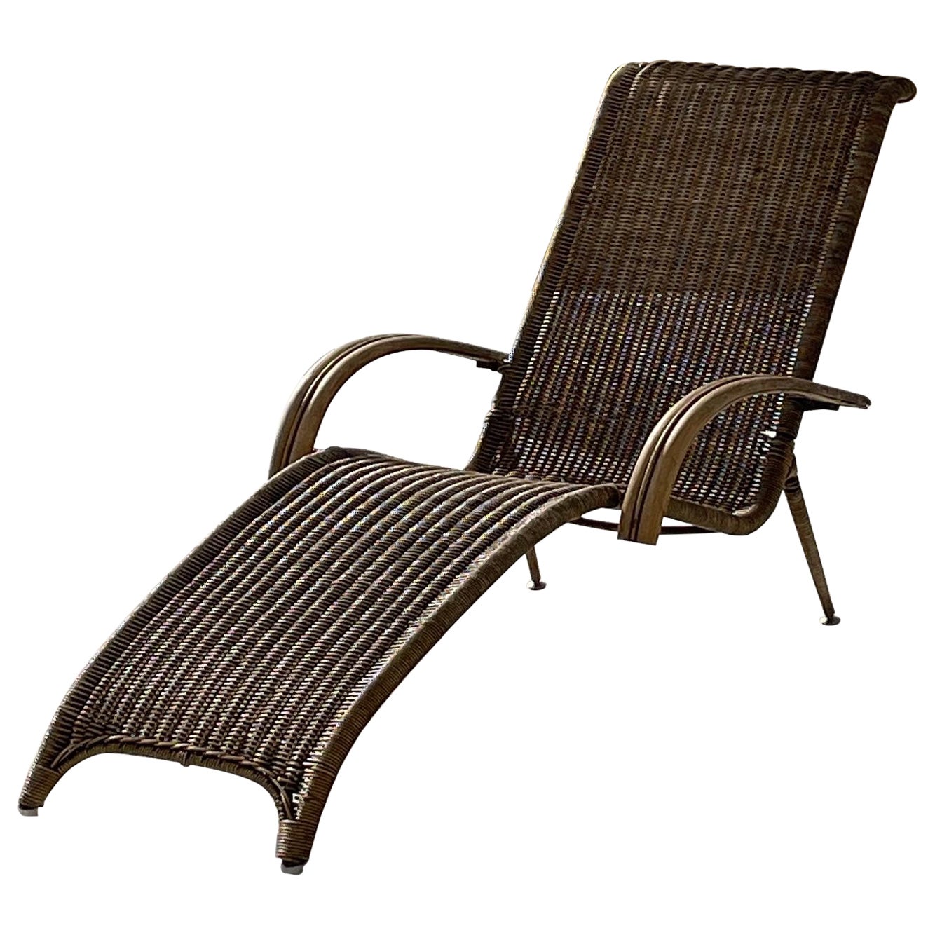 Mid Century Modern Pier 1 Wicker und Rattan Chaise Lounge im Angebot