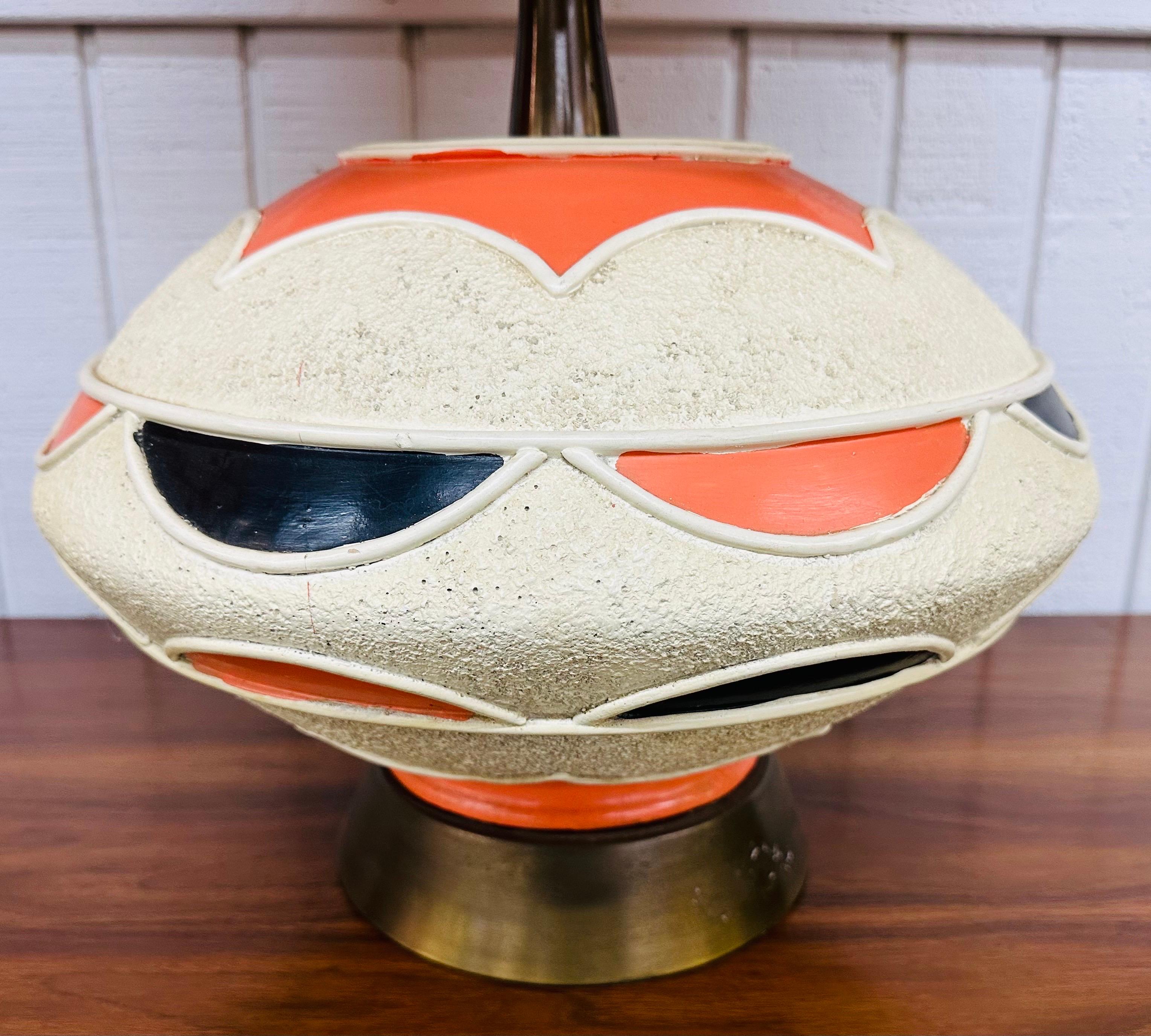 Mid-Century Modern Pieri Tullio Large Ceramic Table Lamps - Set of 2 In Good Condition In Clarksboro, NJ