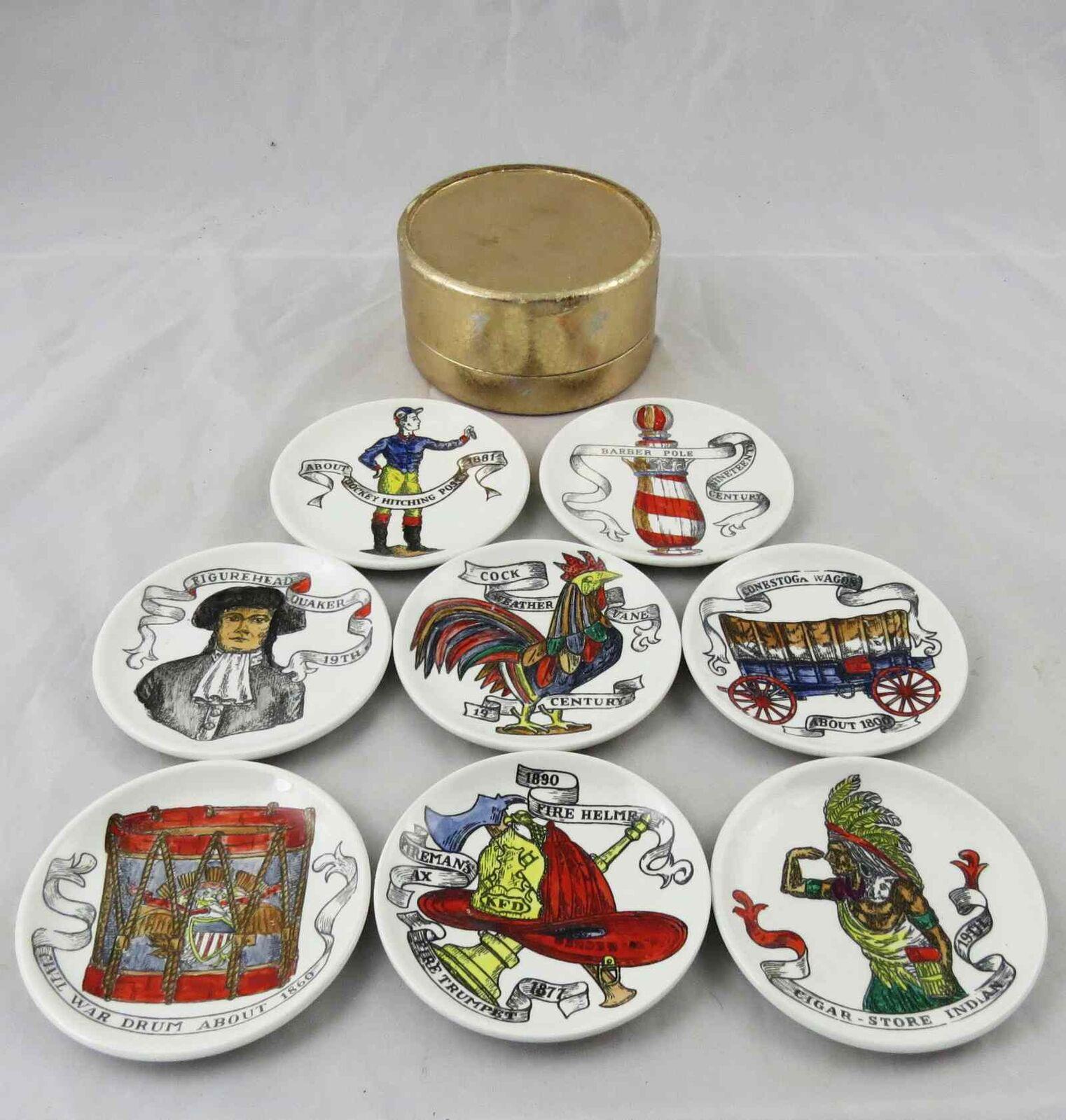 Mid-Century Modern Piero Fornasetti Coaster Set, American Antiques In Good Condition For Sale In Downingtown, PA